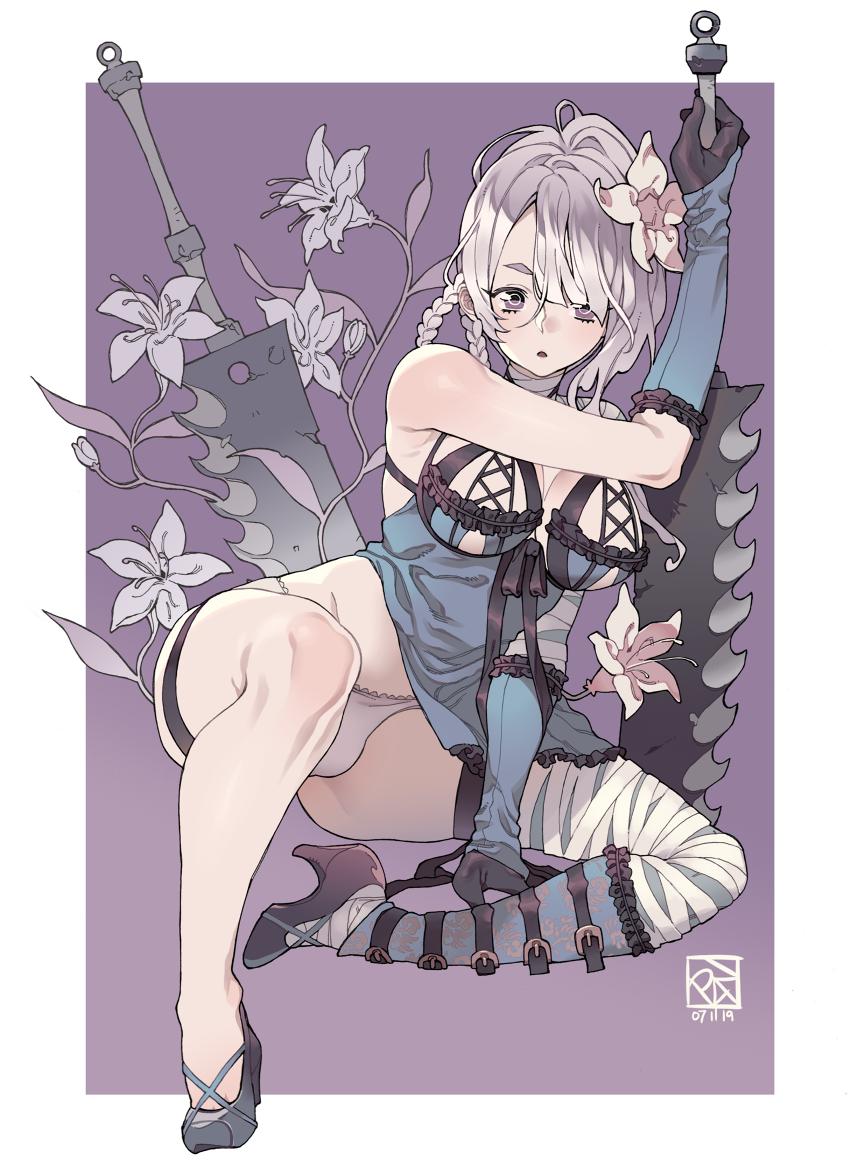 1girls, breasts, female, futanari, intersex, kaine (nier), large breasts, lingerie, nier (series), nier replicant, panties, poch4n, square enix, squatting, video games