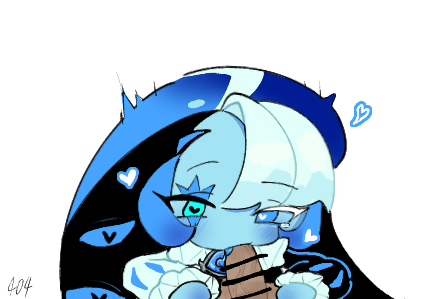 blowjob, cookie run, cookie run kingdom, heart eyes, heart-shaped pupils, male, penis, shadow milk cookie, sucking penis