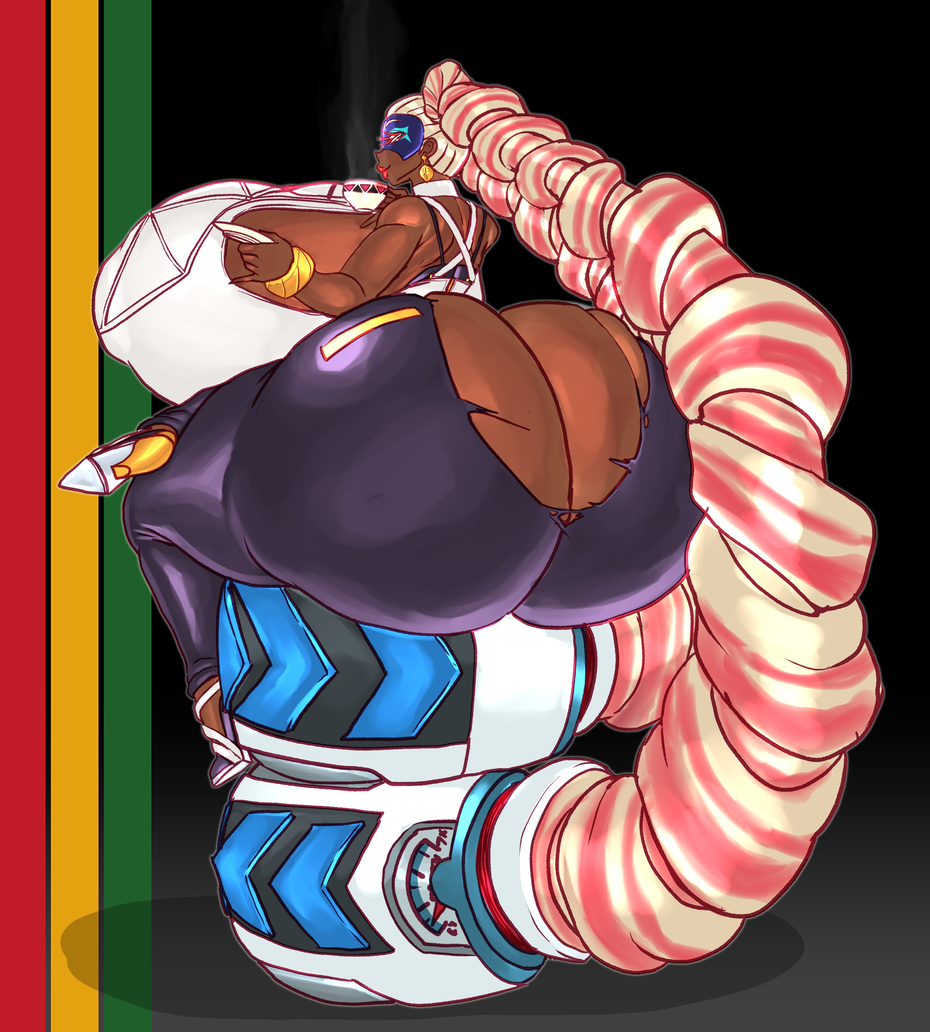 1girls, arms (game), ass, ass bigger than head, ass bigger than torso, ass cleavage, ass crack, breasts, breasts bigger than head, breasts bigger than torso, butt crack, enormous ass, enormous breasts, female, flamingsanity, hyper, hyper ass, hyper breasts, hyper thighs, long hair, looking back, nintendo, solo female, tagme, thick thighs, twintelle