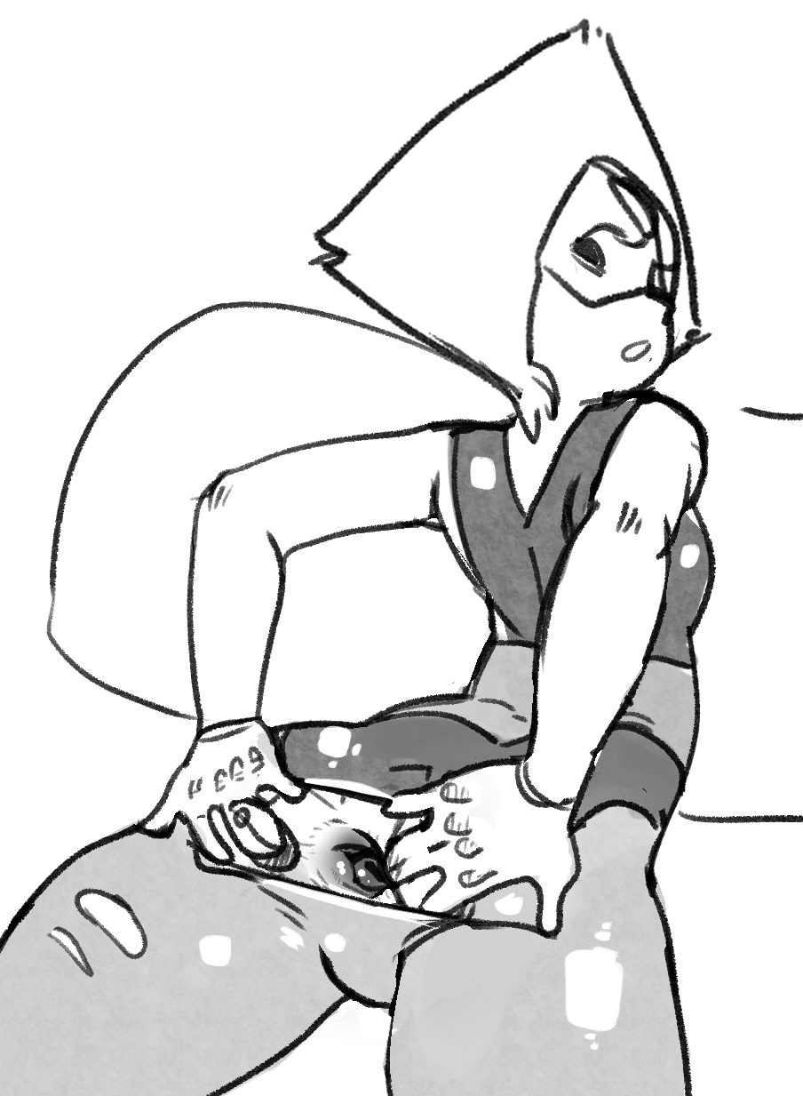 1girls anal anal_access anal_only anus bodysuit daijouvu female female_only female_solo latex looking_back monochrome peridot_(steven_universe) simple_background sketch solo spread_anus spreading steven_universe torn_clothes viewed_from_behind white_background