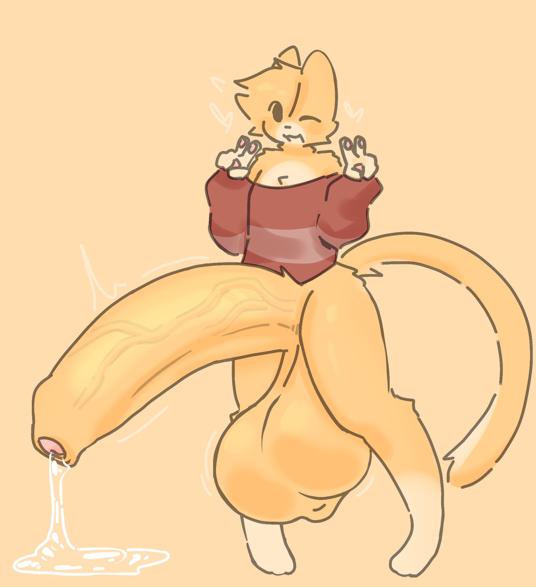 alex (horniicat), cat ears, cat tail, horniicat, hyper penis, male, penis, precum
