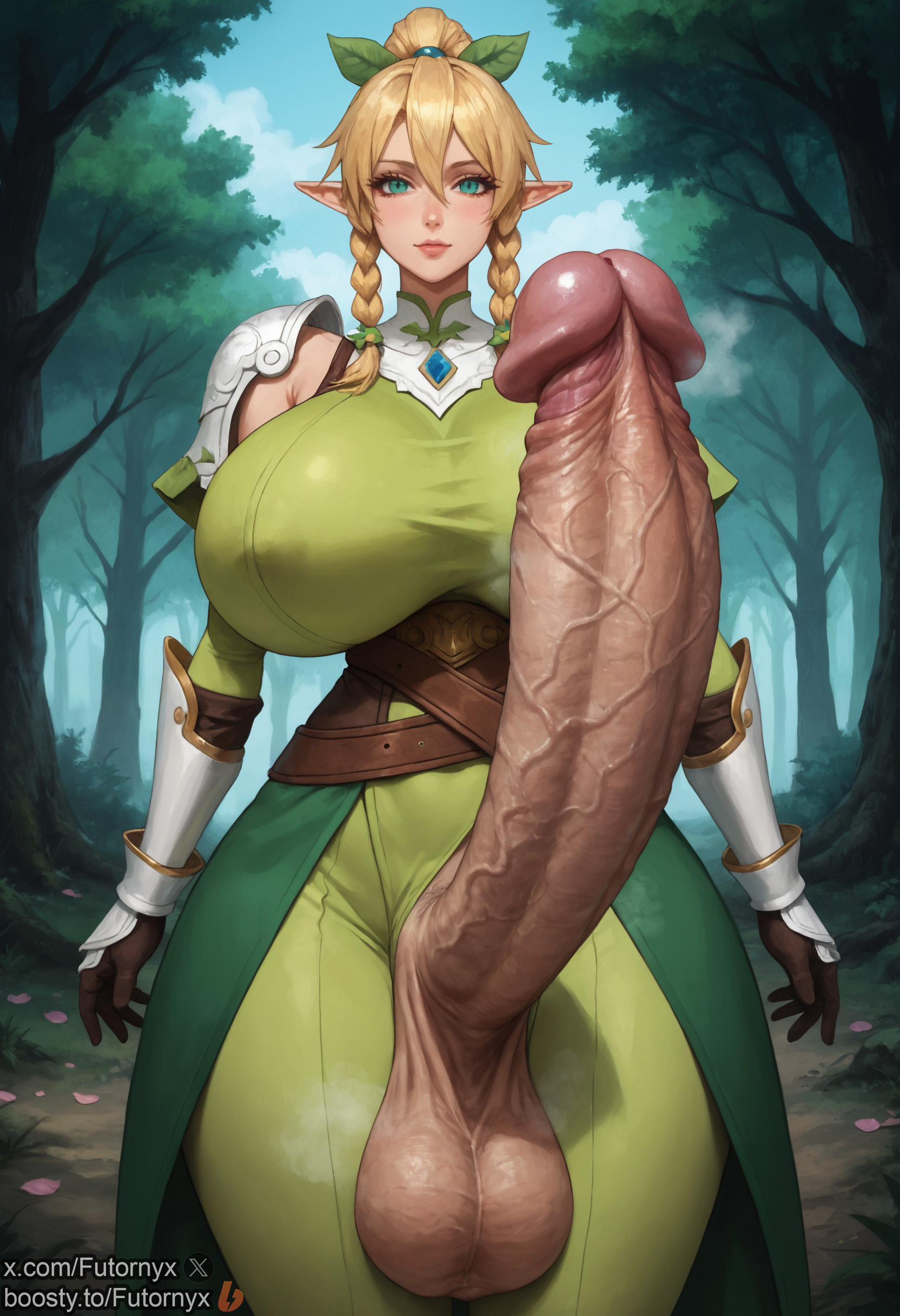 1futa, ai generated, alfheim online, balls, blonde hair, boosty, boosty username, breasts, dickgirl, elf, elf ears, futanari, futornyx, gigantic penis, huge balls, huge breasts, huge cock, huge glans, intersex, kirigaya suguha, large balls, large breasts, large testicles, leafa, penis, solo, sword art online, testicles, thick thighs, twitter username, veiny penis, wide hips