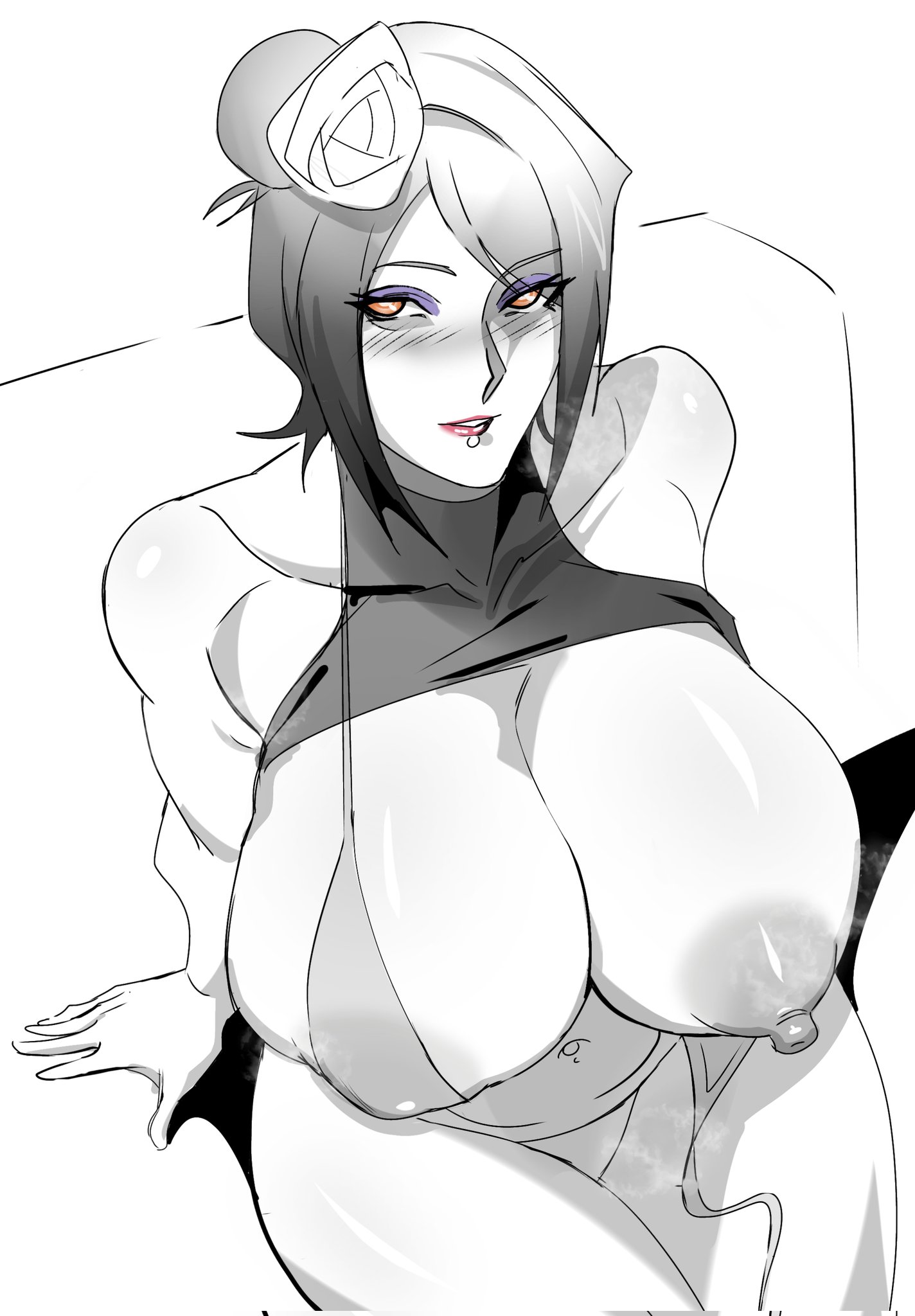 1girls, airi akura, areolae, bare arms, bare shoulders, bbw, big breasts, bikini, blush, bob cut, breasts, busty, crop top, curvy, curvy body, curvy female, curvy figure, erect nipples, eyelashes, eyeshadow, female, female focus, female only, hair bun, hair flower, hair ornament, hi res, high resolution, highres, hips, huge areolae, huge breasts, konan, large areolae, large breasts, lip piercing, lips, lipstick, makeup, mature, mature female, medium hair, micro bikini, milf, monochrome, naruto, naruto (series), naruto shippuden, nipples, nose blush, one breast out, oppai, panties, pierced lip, piercing, pink lips, pink lipstick, shirt up, shonen jump, shoulder length hair, shounen jump, shueisha, sitting, skimpy bikini, sleeveless, sleeveless shirt, sling bikini, solo, solo female, solo focus, swimsuit, tank top, thick thighs, thighs, venus body, very high resolution, voluptuous, voluptuous female, weekly shonen jump, weekly shounen jump, wide hips