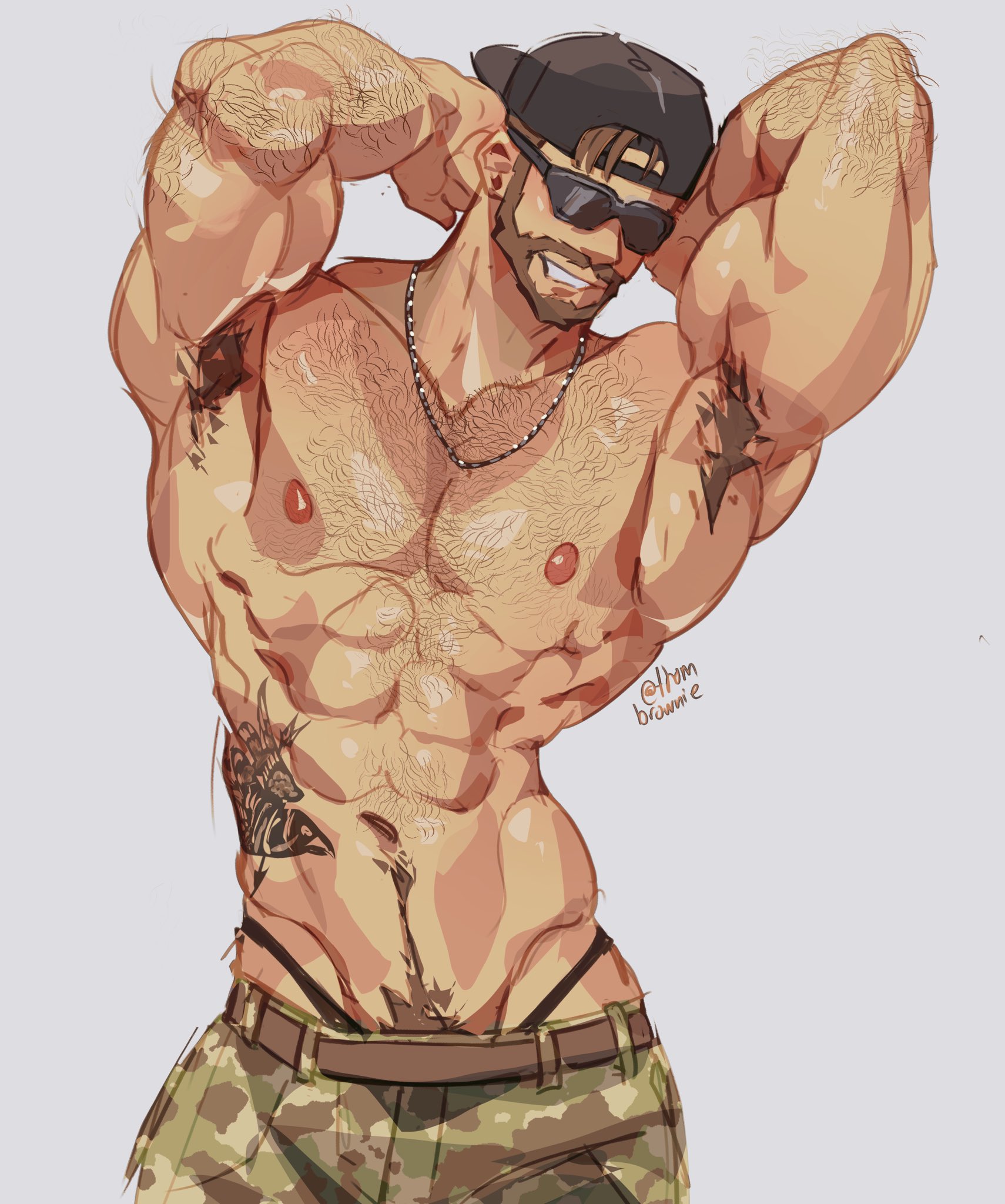 1boy, 1guy, armpit fetish, armpit hair, armpits, armpits fetish, athletic, athletic male, bara, baseball cap, beard, beard stubble, color, colored, colored sketch, exposed armpits, exposed thong, exposed underwear, flexing, flexing bicep, flexing biceps, g-string, grand theft auto, grand theft auto vi, happy trail, jason (gta), jason duval, jason duval (gta vi), male, male focus, male only, muscles, muscular, muscular male, pecs, pectorals, posing, posing for the viewer, rockstar games, shirtless, shirtless (male), shirtless male, shorts, solo, solo male, sunglasses, sunglasses on head, thombrownie, thong, thong exposed, toned, toned arms, toned belly, toned body, toned male, toned stomach, topless, topless male, yaoi