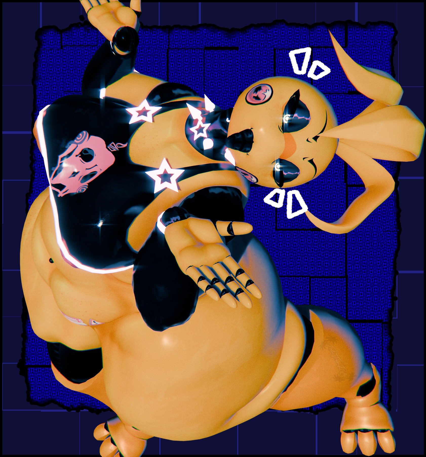 3d, 3d (artwork), anaroth, animatronic, animatronic female, animatronic girl, bbw, big breasts, breasts, chubby, chubby female, five nights at freddy's, five nights at freddy's 2, goth, huge breasts, large boobs, large breasts, palmtreerothic, robot, robot girl, solo, thick thighs, thighs, tongue, tongue out, toy chica (fnaf), toy chica (justminkov), venus body