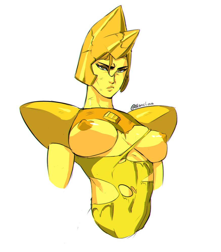 blanclauz, breasts, cartoon network, diamond authority, female, female only, gem (species), helmet, large breasts, solo, solo female, steven universe, torn clothes, yellow diamond (steven universe), yellow skin