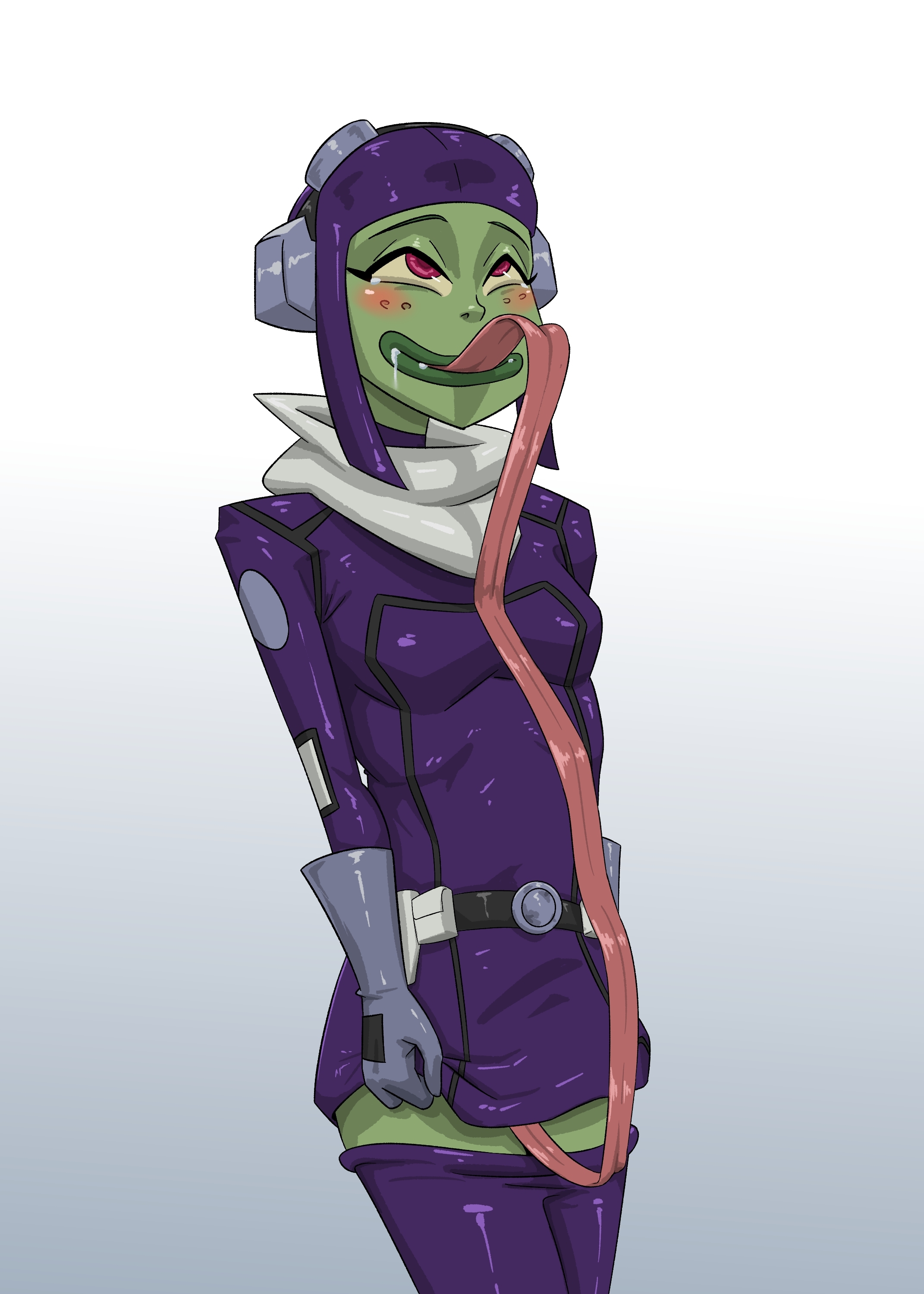 1girls, alien, alien girl, attea, ben 10, ben 10 omniverse, female, female only, green skin, implied masturbation, long tongue, onagazgreat, tongue