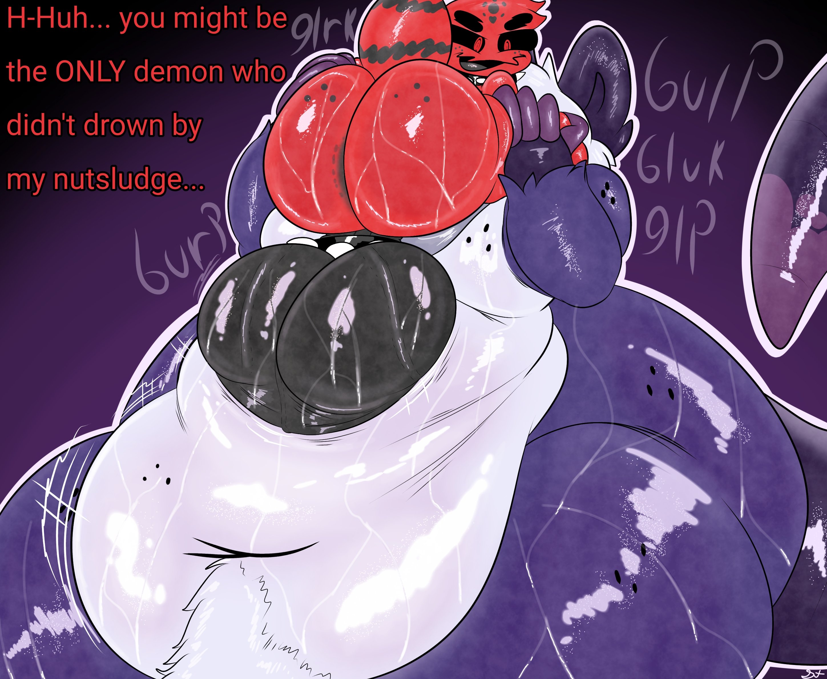 asty (plushtrapboyuwu), bee, bfad, cum, demon asty (plushtrapboy), face fucking, gluttony (plushtrapboyuwu), male, male/male, oral, oral penetration, plushgl1x, plushtrapboyuwu, possum, size difference, small top big bottom, smaller male