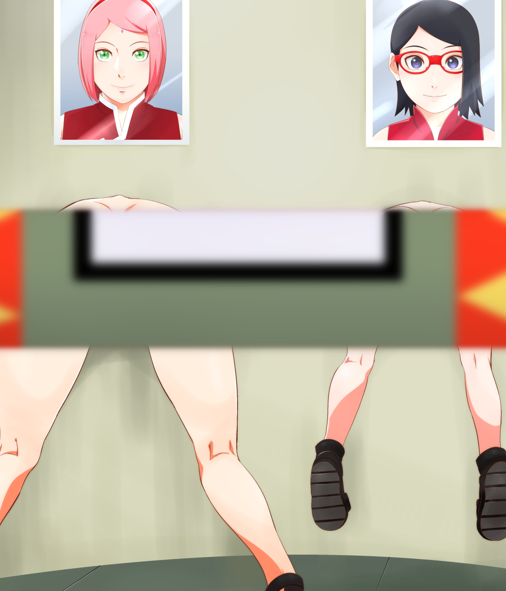 2girls age_difference arched_back ass bare_legs bare_thighs bent_over black_eyes black_hair bob_cut boruto:_naruto_next_generations bottomless censored daughter easy_access female female_only glasses glory_hole glory_wall green_eyes hairband haruno_sakura hi_res high_resolution highres human legs_apart legs_held_open light-skinned_female light_skin mature mature_female medium_hair milf mother mother_and_daughter multiple_girls naked_footwear naked_sandals naked_with_shoes_on naruto naruto_(series) no_panties older_female pale-skinned_female pale_skin photo picture picture_on_wall pink_hair prostitution sakura_haruno sarada_uchiha short_hair shoulder_length_hair shounen_jump smile smiling soles spread_legs spreading stuck stuck_in_wall sunahara_wataru teenage_girl teenager tomboy uchiha_sarada wall younger_female