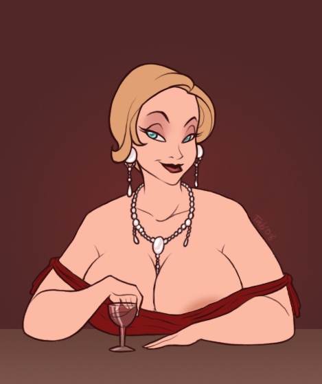 anastasia_(film) big_breasts blonde_hair don_bluth female female_only overweight overweight_female red_dress showing_cleavage solo sophie_(anastasia) tabbykat