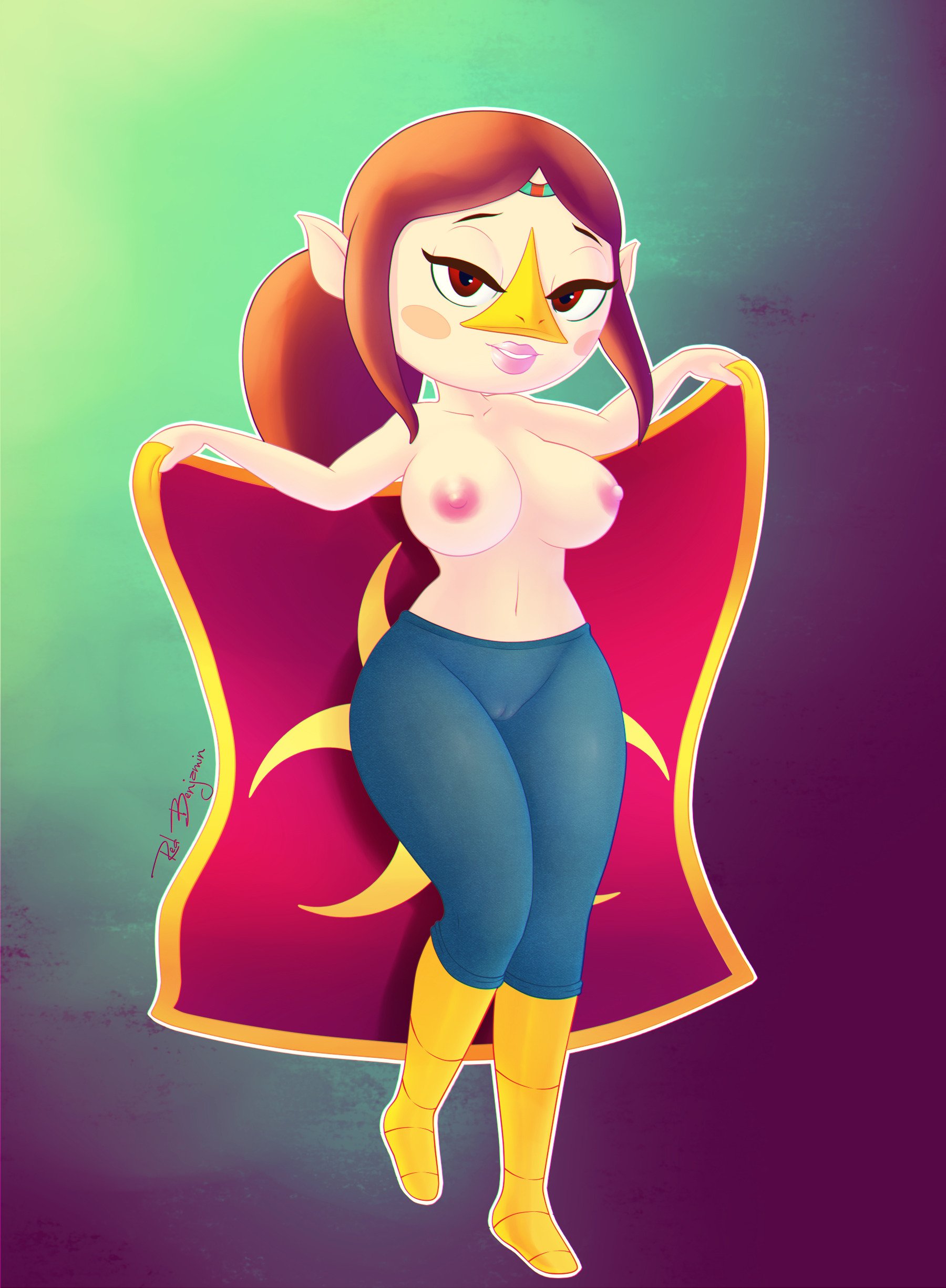 2019, aged up, areolae, big breasts, breasts, cameltoe, female, medli, nipples, pussy, redbenjamin, rito, solo, tease, the legend of zelda, the wind waker, topless, wind waker