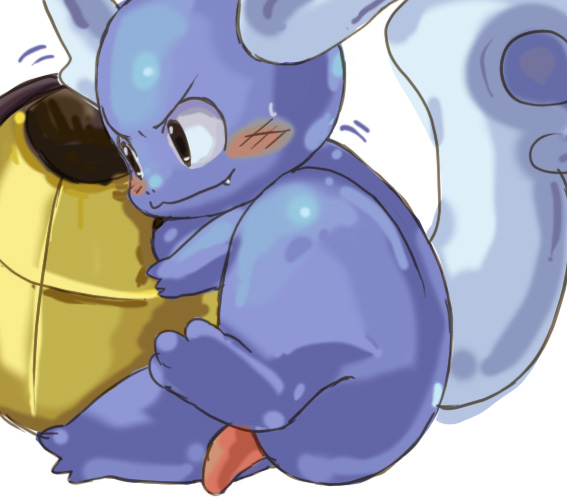 blue_body blue_skin blush color genitals male male_only nikubo nintendo nude penis pokemon pokemon_rgby shell shell-less side_view simple_background solo video_games wartortle white_background