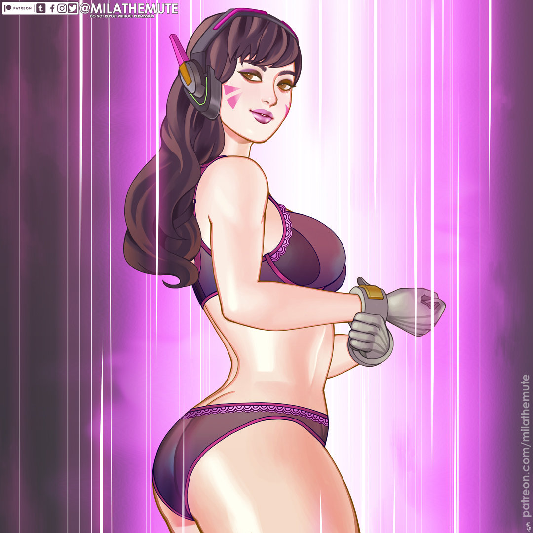 1:1 aspect ratio, 1girls, blizzard entertainment, d.va, female, gloves, lingerie, mila the mute, overwatch, solo, tagme, underwear