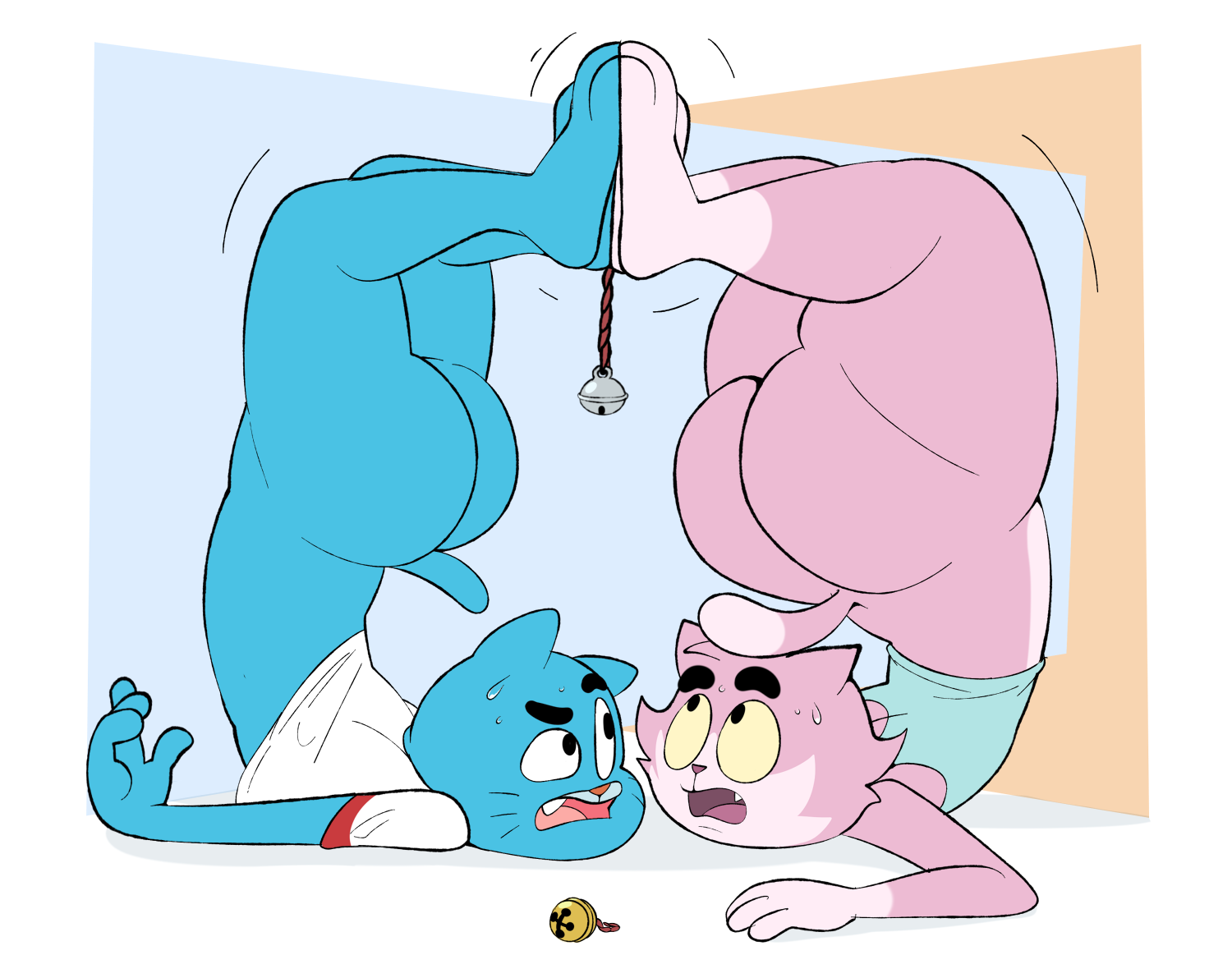 anthro, ass, cartoon network, eroborus, gumball watterson, male, male only, roz, shirt, the amazing world of gumball