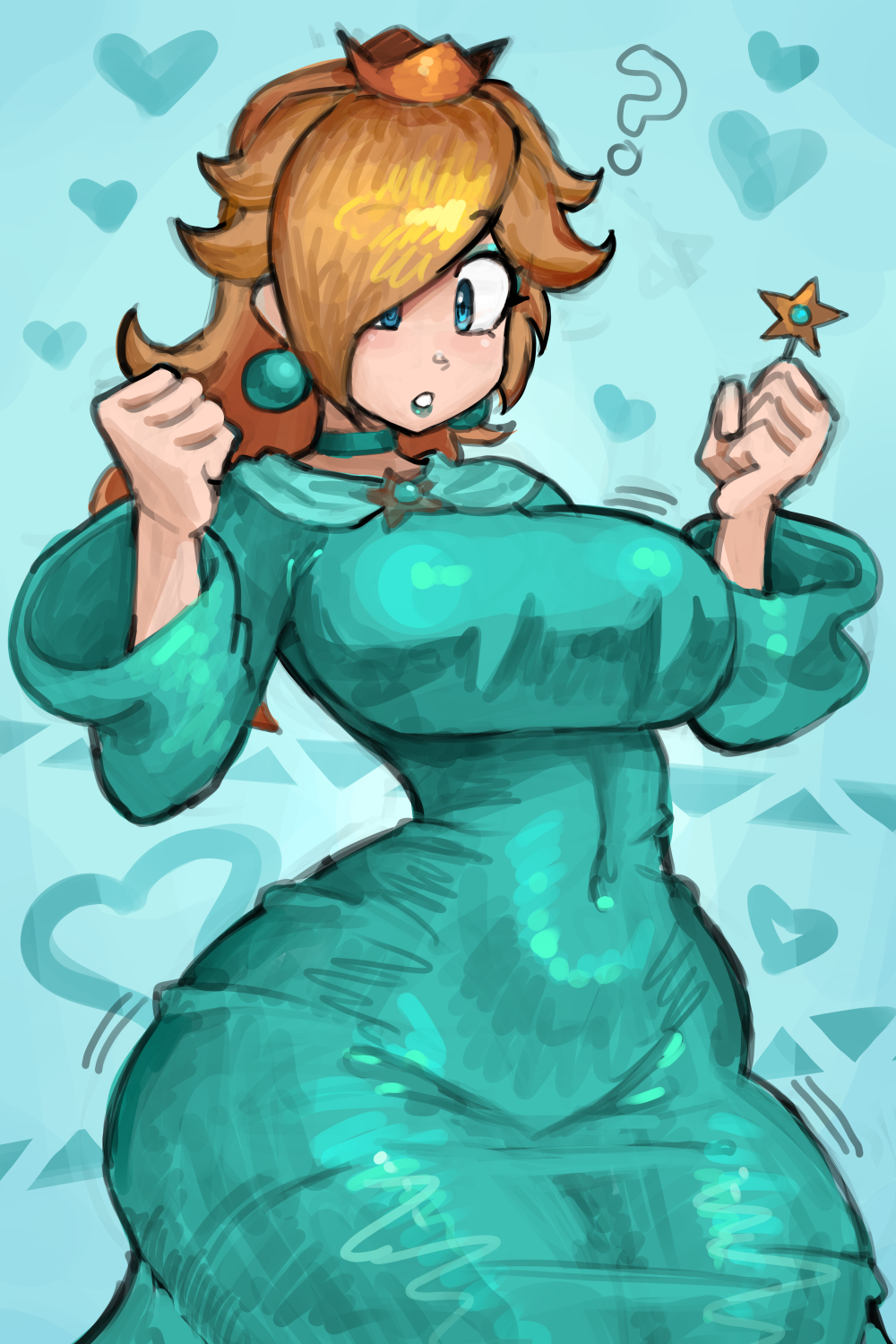ass, belly, belly button, big ass, big breasts, blonde hair, breasts, hair over one eye, hourglass figure, hourglass figured female, mario (series), nintendo, princess rosalina, saiykik, sexy, sexy body, sexy female, super mario galaxy, suprised, tagme, thick thighs