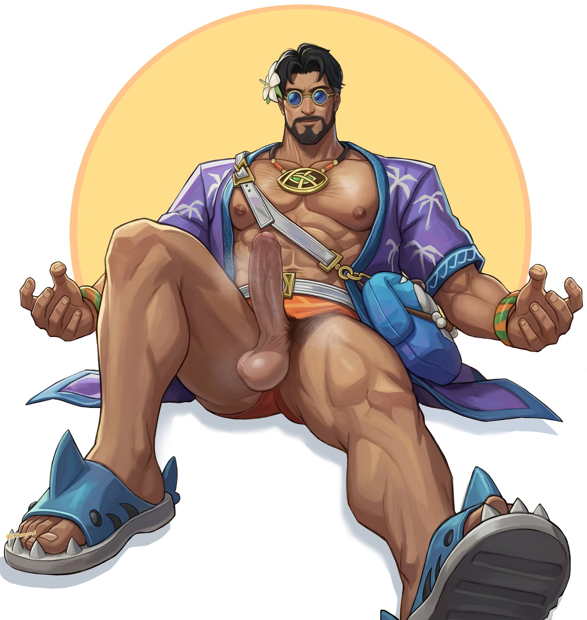 bara, beach, big penis, boner, cock, daddy, dick, dilf, doctor strange, doctor strange (marvel rivals), erection, glimmorad, male, male only, marvel, marvel rivals, muscular, muscular male, penis, solo, summer, sunglasses