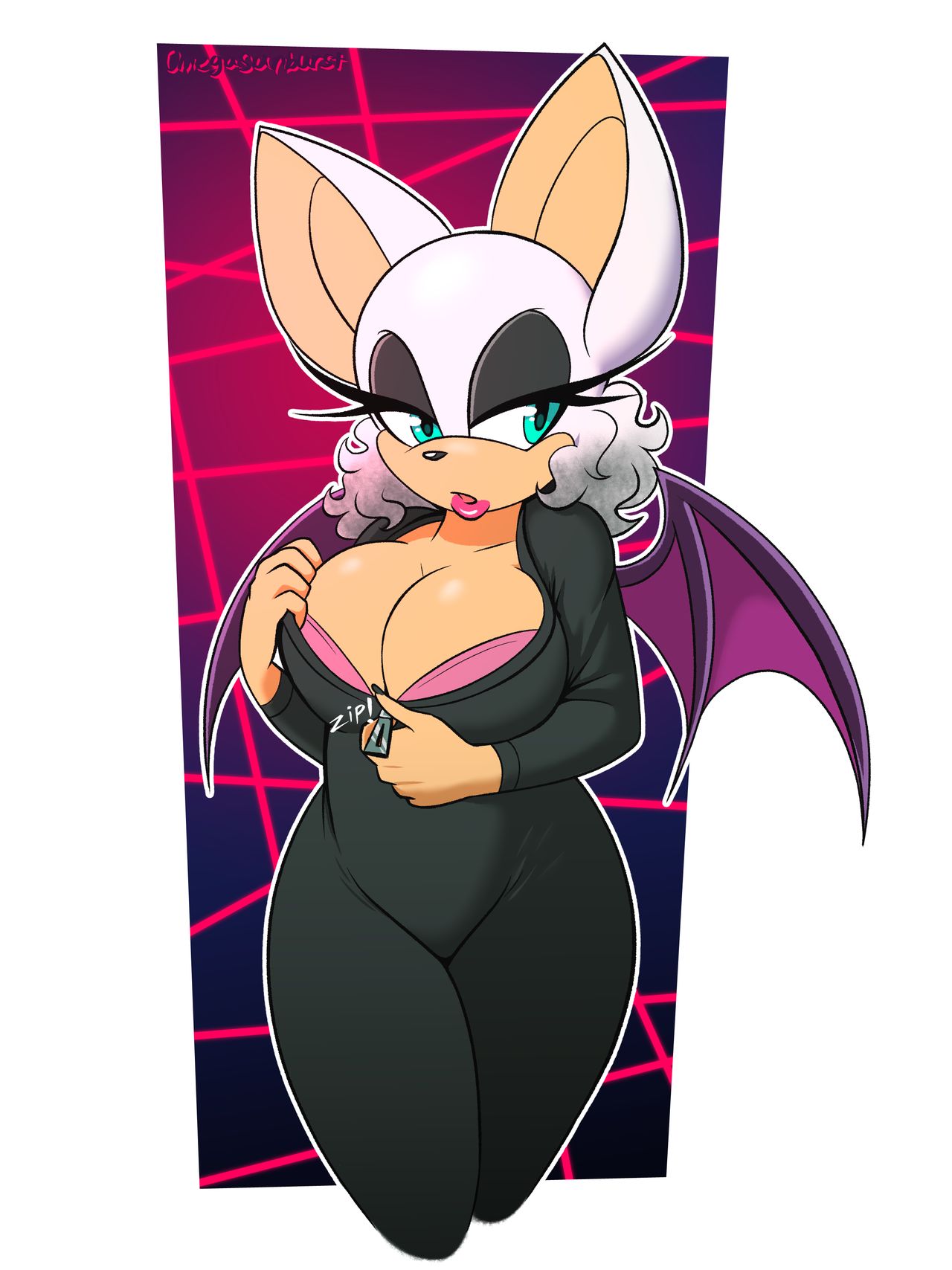 1girls, 5 fingers, animal ears, anthro, barely contained, barely contained breasts, barely fits, bat, bat wings, big breasts, black nose, blue eyes, bodysuit, bra, breasts, breasts too big, catsuit, chiropteran, cleavage, eyeshadow, female, female only, furry, huge breasts, humanoid hands, inconvenient boobs, inconvenient breasts, looking away, makeup, mammal, omegasunburst, overflowing breasts, pink bra, rouge the bat, sega, sonic (series), sonic team, strained zipper, struggling, struggling to fit, thick, thick thighs, video games, wide hips, wings, zipper, zipper pull tab, zipper stuck, zipper wont zip, zipping, zipping up