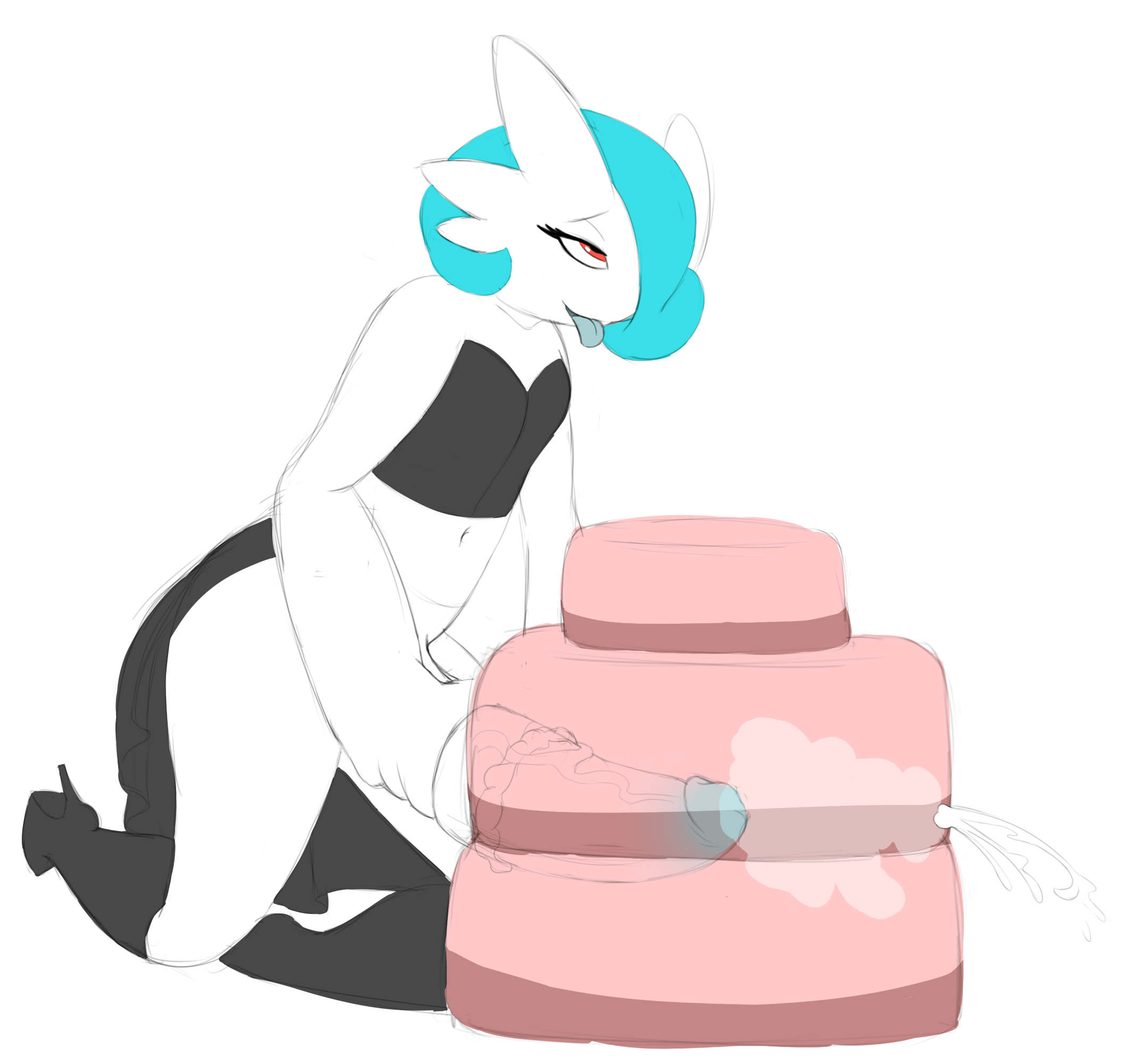 1boy, 4 fingers, ahe gao, alternate color, anthro, anthrofied, belly, big hands, big penis, blue hair, blue skin, bodily fluids, boots, bottomless, cake, clothing, cum, cum on food, dress, erection, excessive cum, food, food penetration, food play, footwear, gardevoir, genital fluids, girly, hair over one eye, half-closed eyes, hi res, high heels, huge penis, humanoid, humanoid penis, improvised sex toy, kneeling, large penis, leggings, legwear, long penis, looking away, male, male gardevoir, male only, male pokemon, masturbation, mcnasty, navel, nintendo, orgasm, original character, penile masturbation, penis, pokémon (species), pokemon, pokemon (species), pokemon rse, red eyes, rolling eyes, shiny pokemon, shirt, shoes, short hair, simple background, sketch, smile, solo, tank top, text, thick penis, thick thighs, tongue, tongue out, toy (mcnasty), veins, veiny penis, video games, white background, white skin, wide hips