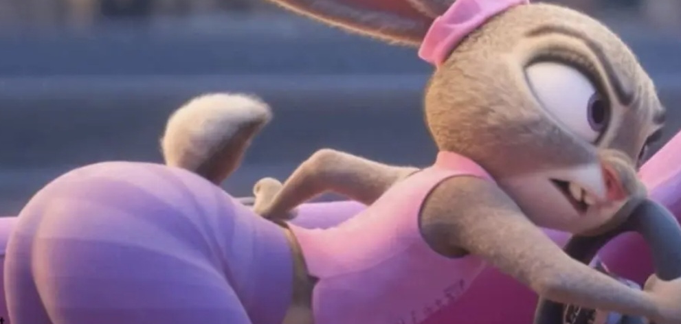 3d, 3d animation, ass, ass focus, bunny, bunny girl, bunnygirl, car, clothed female, disney, doggy style, fat ass, furry, furry female, furry only, furry tail, gray fur, judy hopps, no penetration, no sex, pink eyes, solo, solo female, thick ass, thick thighs, zootopia, zootopia 2