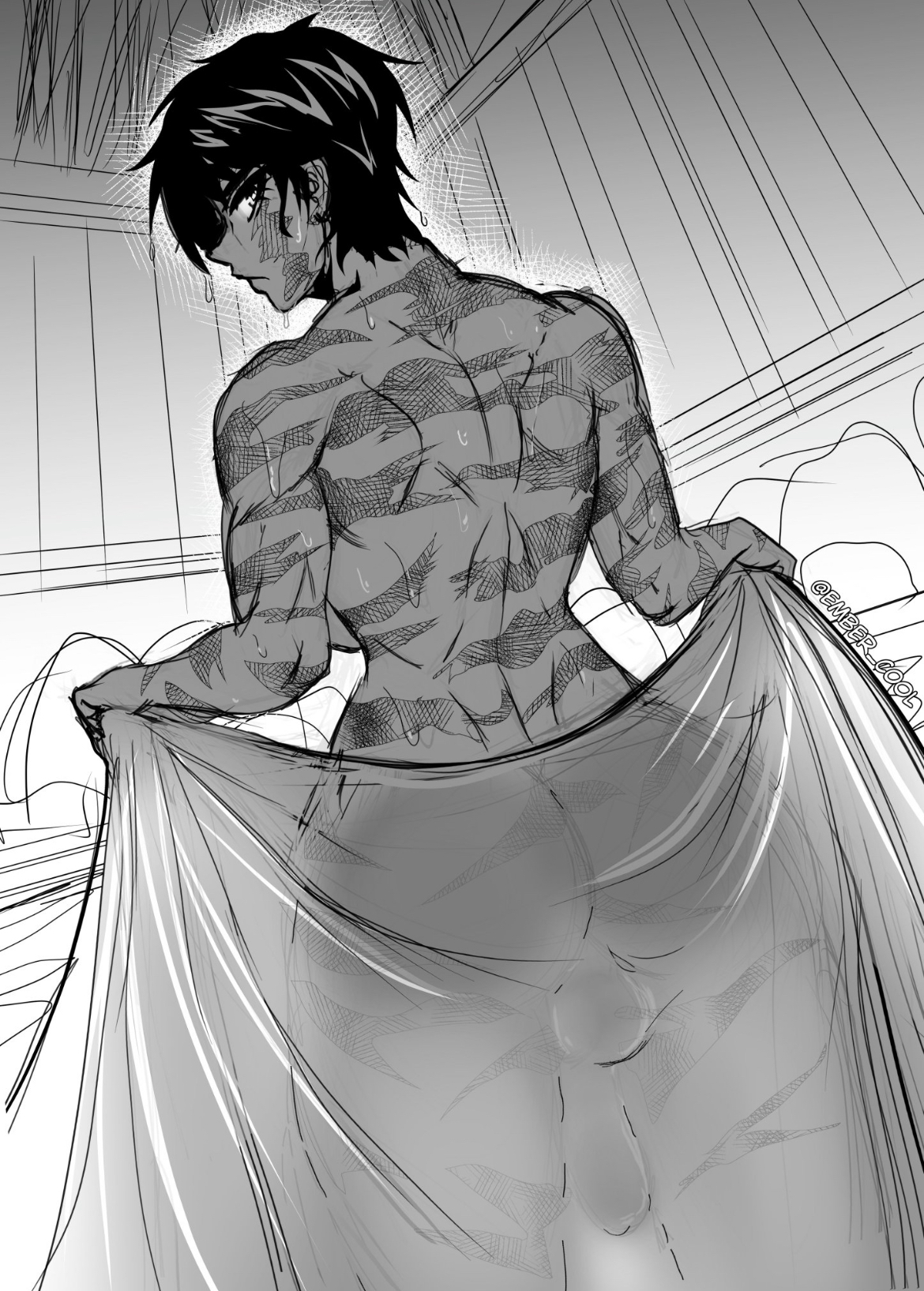 back muscles, back view, backboob, backsack, backside, balls, big ass, big penis, big thighs, completely nude female, dickgirl, ember cool, fat ass, futa focus, futa only, futanari, futanari only, jujutsu kaisen, muscles, muscular back, muscular futa, muscular thighs, scars, scars all over, see-through towel, sexy, sexy body, sideboob, solo, solo focus, solo futa, thick ass, thick thighs, tomboy, tomboyish, towel, very short hair, wet, wet body, zenin maki