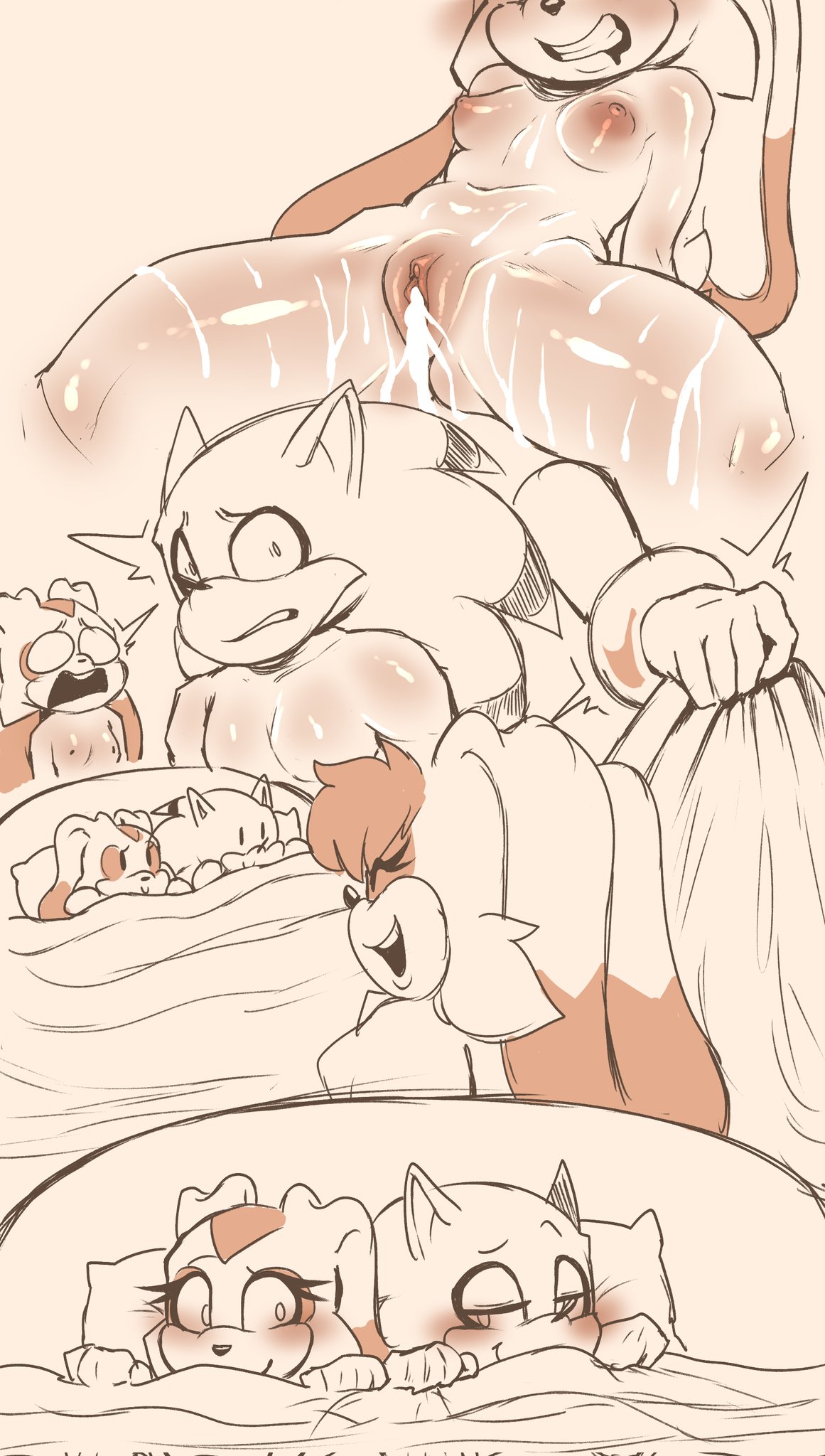 1boy, 1boy1girl, 1girls, 2025, 2girls, after sex, after vaginal, age difference, aged up, animal ears, anthro, anthro female, anthro male, anthro on anthro, anthro only, blush, blushing, breasts, bunny, bunny girl, completely naked, completely naked anthro, completely naked female, completely nude, completely nude anthro, completely nude female, cream the rabbit, cub, cum, cum in pussy, cum inside, cum on legs, cum on thighs, eyebrows, eyelashes, female, female cub, fur, furry, furry female, furry male, furry only, genitals, girly, girly girl, hedgehog, hedgehog boy, lagomorph, larger male, long ears, male, male/female, mammal, mayghely, mobian (species), naked, naked anthro, naked female, nude, nude anthro, nude female, oc, older male, older male and younger female, perky breasts, rabbit, rabbit girl, saliva, saliva on penis, sega, size difference, small breasts, smaller female, sonic (series), sonic team, sonic the hedgehog (series), sucking, sucking penis, tagme (artist), tan fur, thick, thick butt, thick thighs, url, vanilla the rabbit, video games, walked in on, wide hips, young, young anthro, young female, younger female