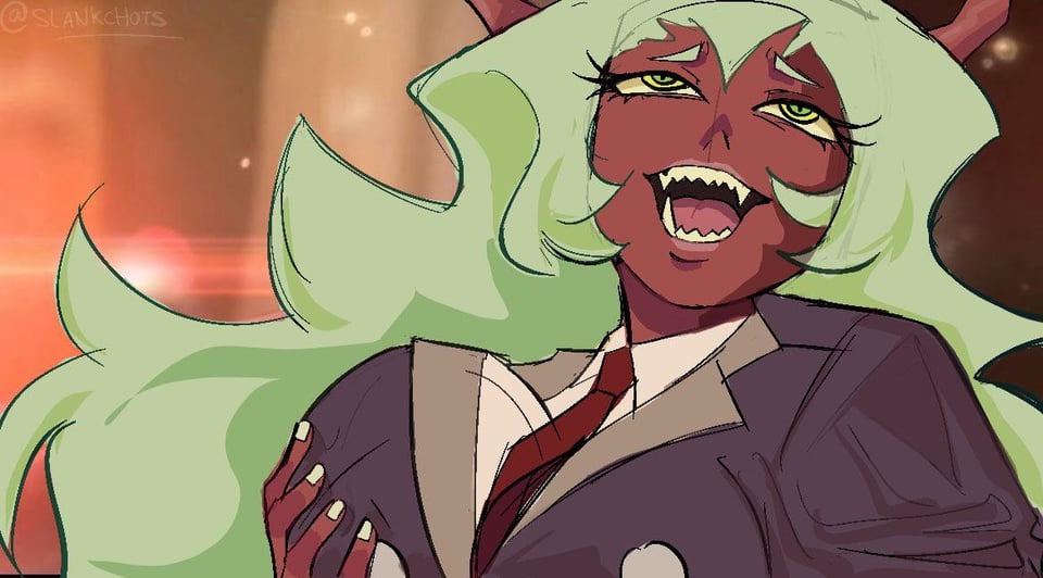 ahe gao, aroused, artist request, big breasts, city boy, demon, meme, panty & stocking with garterbelt, scanty daemon, sexy, shitpost, tagme, unknown artist, yumeko grabbing her breast