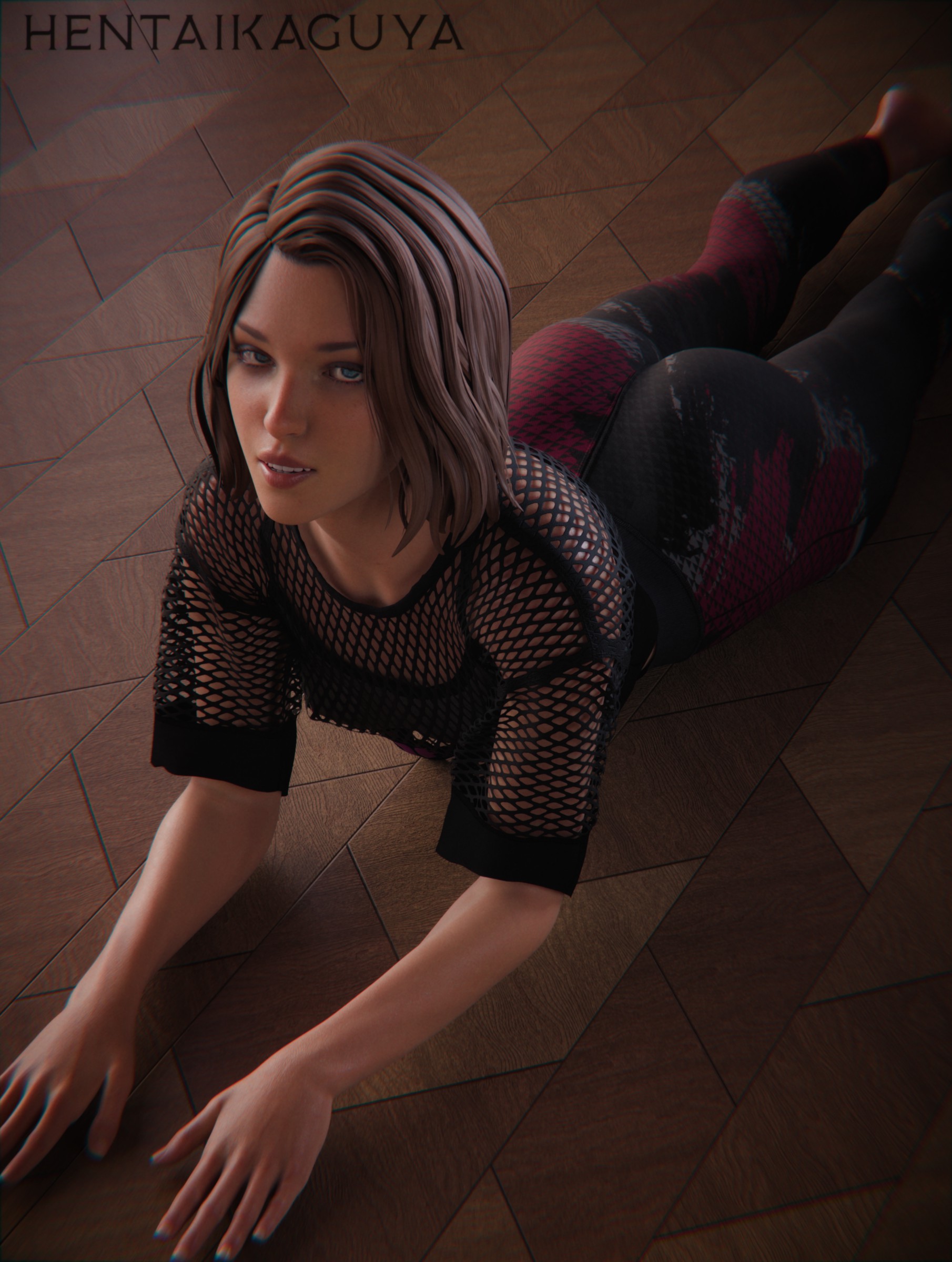 1girls, 2026, 3d, alternate version available, ass, big ass, blue eyes, breasts, brown hair, caked up, clothed, clothed female, covered breasts, eyeshadow, female, female only, fishnet shirt, front view, gym clothes, hentaikaguya, image set, laying down, laying on ground, laying on stomach, legs together, life is strange, lipstick, looking at viewer, makeup, max caulfield, max caulfield (double exposure), maxine caulfield, medium breasts, medium hair, no nude, no nudity, non nude, non-nude, nude version available, pants, smile, solo, tight pants