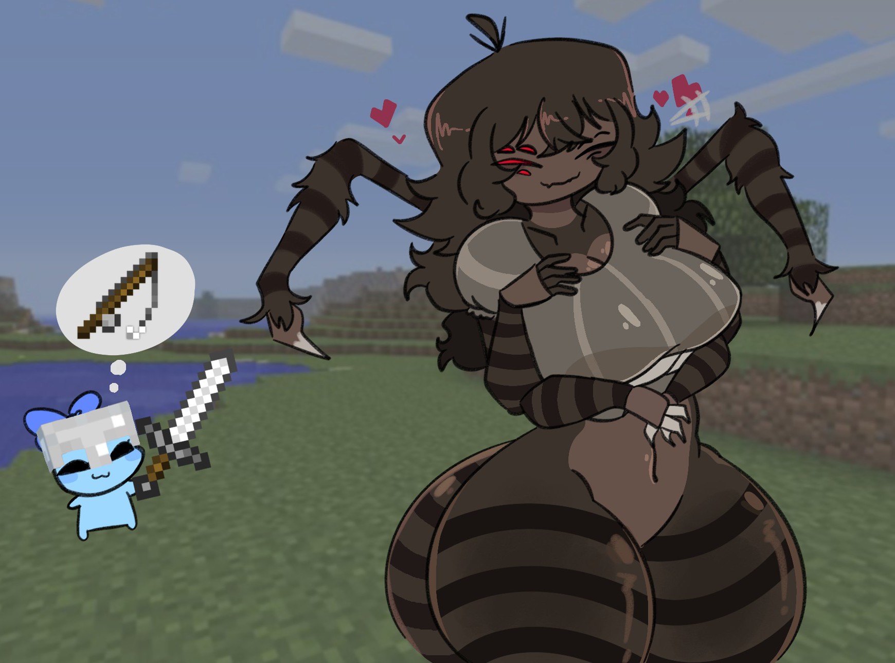 1girls, anthro, arachnid, arachnid humanoid, breasts, female, female only, lotus (verycansado), minecraft, oc, original character, spider, spider girl, tagme, thighs, zamzipperart