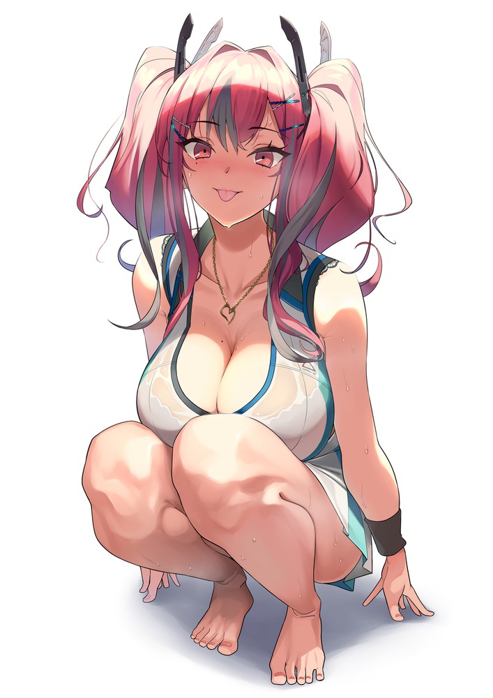 azur lane, big breasts, breasts, bremerton (azur lane), bremerton (scorching-hot training) (azur lane), feet, female, female only, kaedeko (kaedelic), see-through, skirt, solo, tongue, tongue out, wet, wet clothes