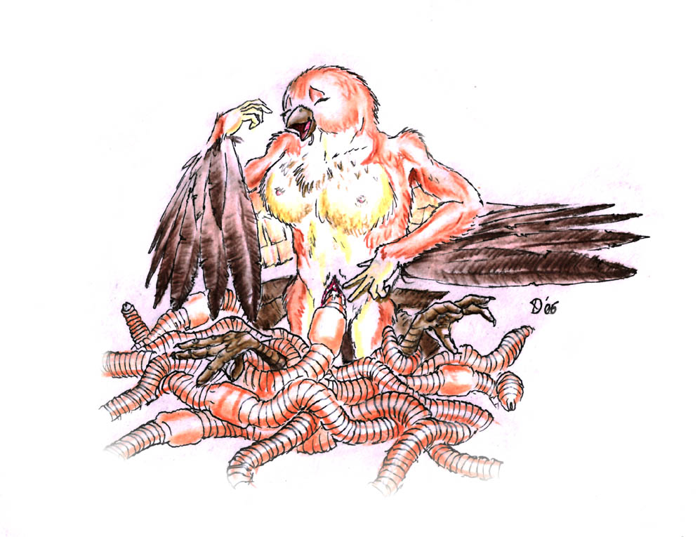 2006 annelid anthro anthro_on_feral anthro_pred avian bird breasts brown_fur brown_wings clitellum clitoris closed_eyes darkwolfie earthworm feathers female female_pred feral fur hand_on_crotch living_dildo living_insertion looking_pleasured multiple_prey non-mammal_breasts nude open_mouth penetration predator/prey pussy signature simple_background small_breasts solo sparrow sparrow_(bird) standing talons traditional_media_(artwork) unbirthing vaginal_penetration vore white_background willing_vore winged_arms wings worm yellow_fur zoophilia