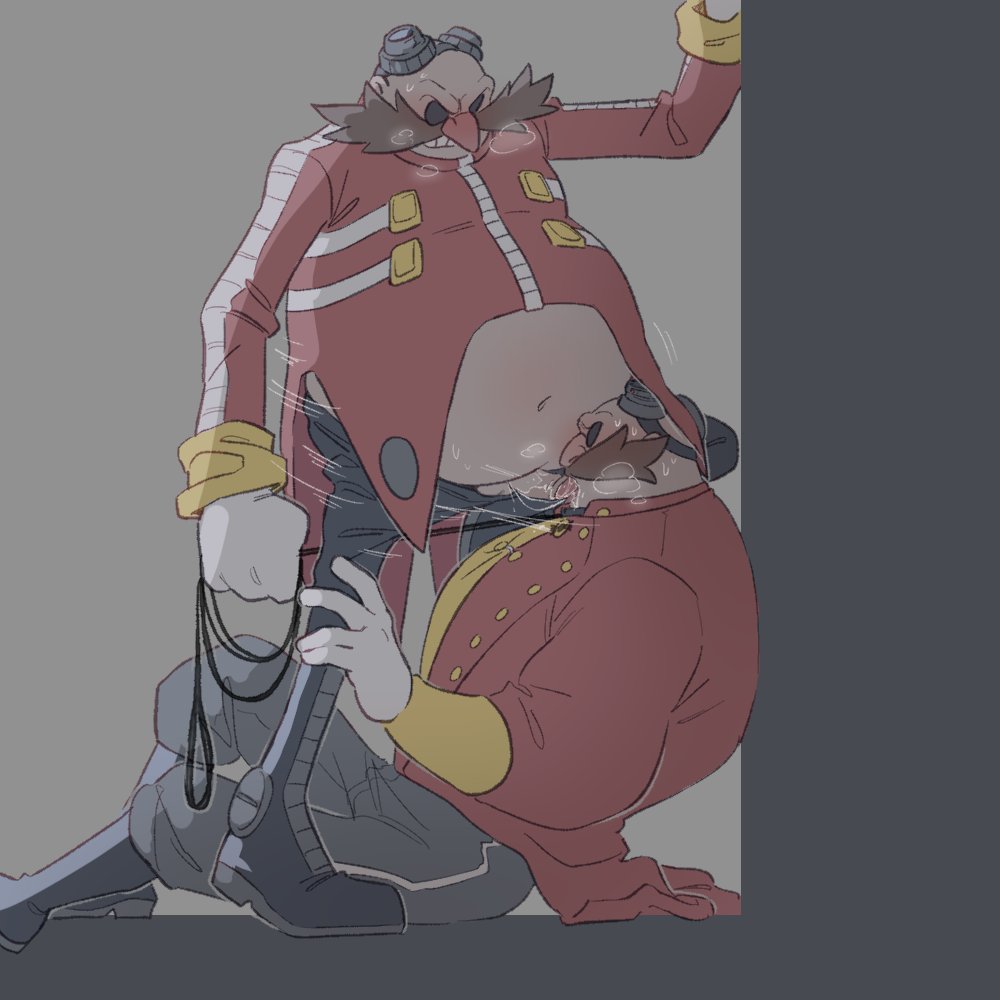 2boys, bald, bald male, belly, big belly, clothing, dr. eggman, dr. eggman (boom), duo, eggman, facial hair, fat, fat belly, fat male, gay, gay sex, genitals, gloves, goggles, goggles on head, holding object, holding whip, human, human on human, human only, jacket, large belly, light skin, light-skinned male, looking at another, male, male/male, mammal, mature, mature male, moustache, obese, obese male, oral, oral sex, overweight, overweight male, penis, penis in mouth, red jacket, saliva, selfcest, sex, siapiymewmdywth, smiling, sonic (series), sonic boom, sonic the hedgehog (series), testicles, whip, white gloves, yaoi