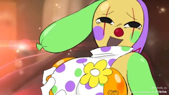 balloon breasts, balloons, boobs out, city boy, dandy's world, fake boobs, fake breasts, kakegurui, looey (dandy's world), male, meme, pipnecro, screenshot, tiktok, yumeko grabbing her breast