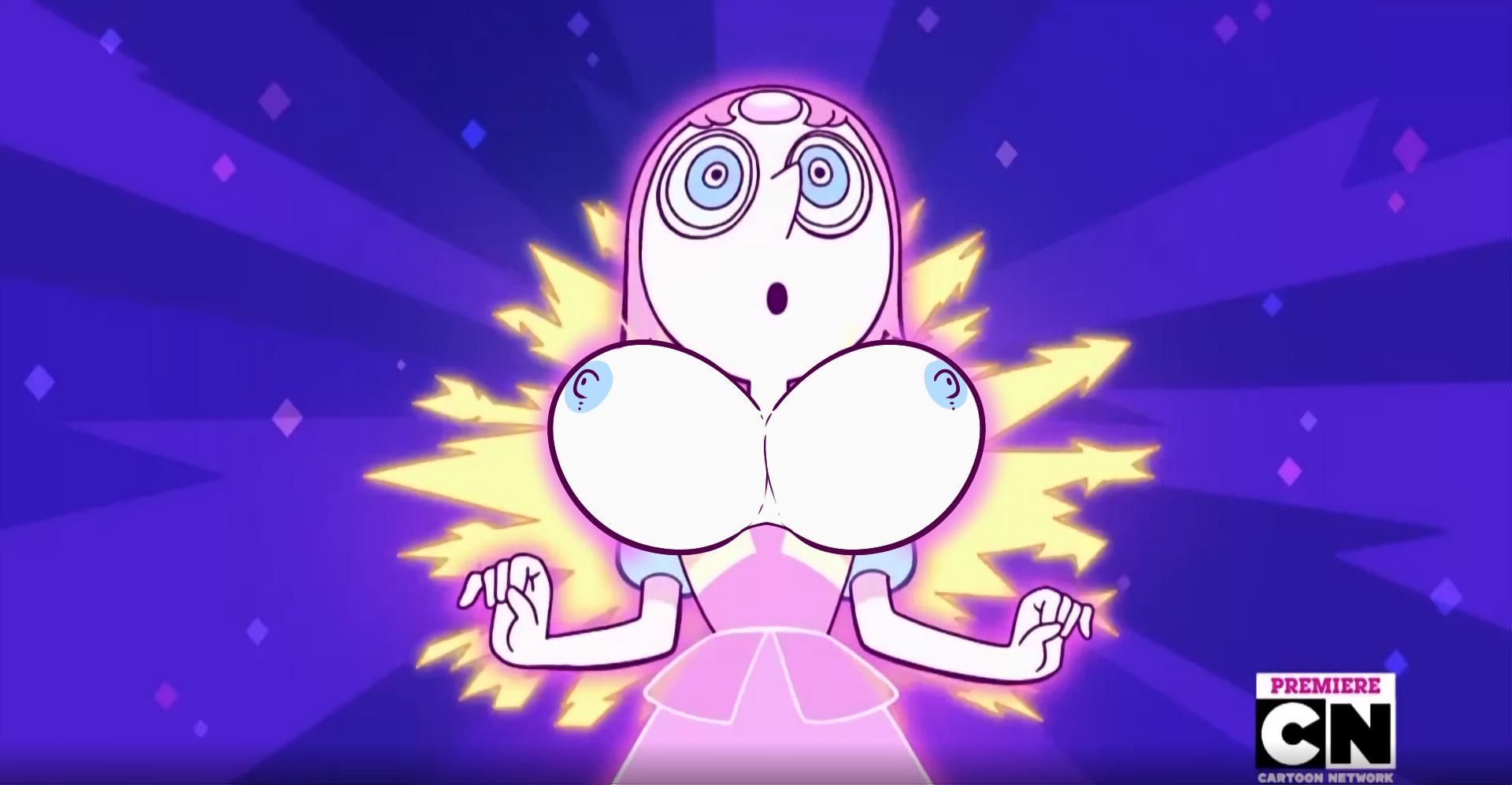 accurate art style, alternate breast size, big breasts, blue eyes, blue nipples, breast expansion, breast growth, breast growth (enlargement), breasts, bursting breasts, cartoon network, dress, edit, expansion, female, gem (species), pearl (steven universe), reset pearl (steven universe), screenshot, screenshot edit, steven universe, steven universe: the movie, sweetdandy, swirly eyes