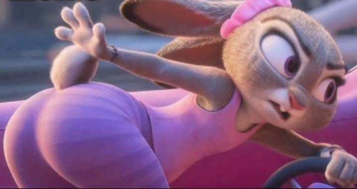 3d, 3d animation, ass, ass focus, bunny, bunny girl, bunnygirl, car, clothed female, disney, doggy style, fat ass, furry, furry female, furry only, furry tail, gray fur, judy hopps, no penetration, no sex, pink eyes, solo, solo female, thick ass, thick thighs, zootopia, zootopia 2