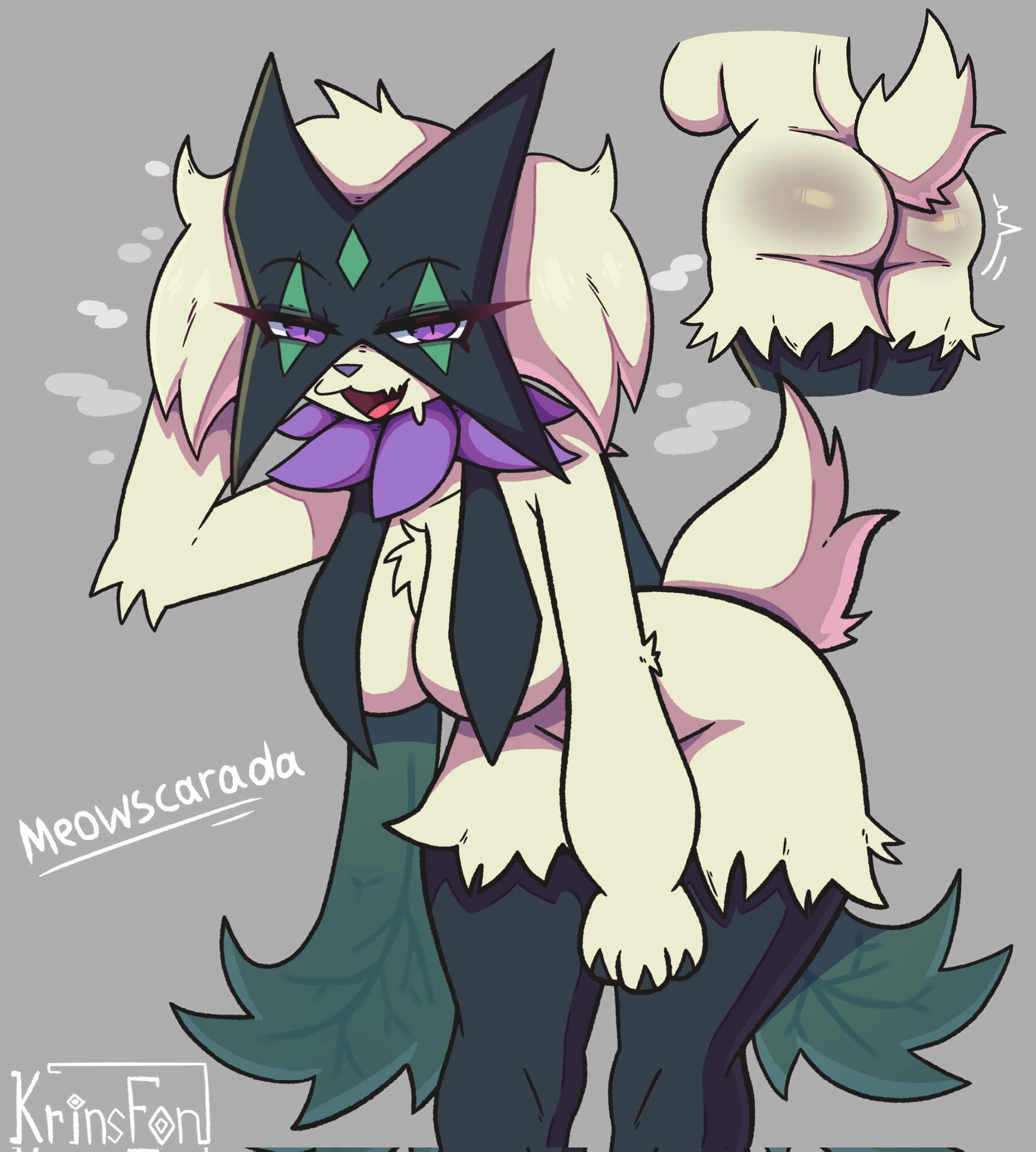 1girls, anthro, female, female only, furry, furry female, furry only, game freak, krinsfon, meowscarada, nintendo, pokemon, pokemon (species), shiny pokemon