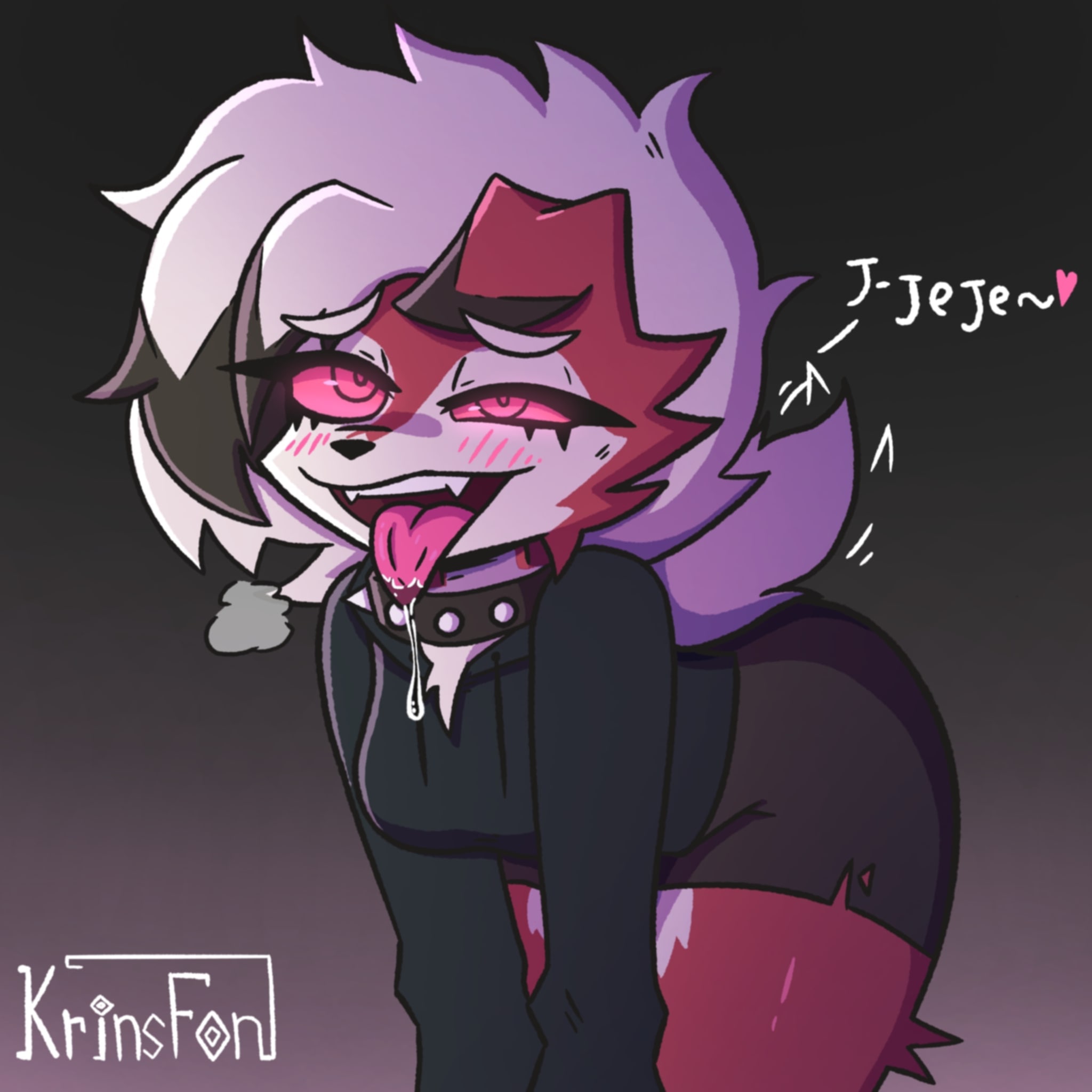 1girls, 2025, anthro, female, female only, game freak, krinsfon, lycanroc, midnight lycanroc, nintendo, pokemon, pokemon (species), saliva, tagme, tongue, tongue out