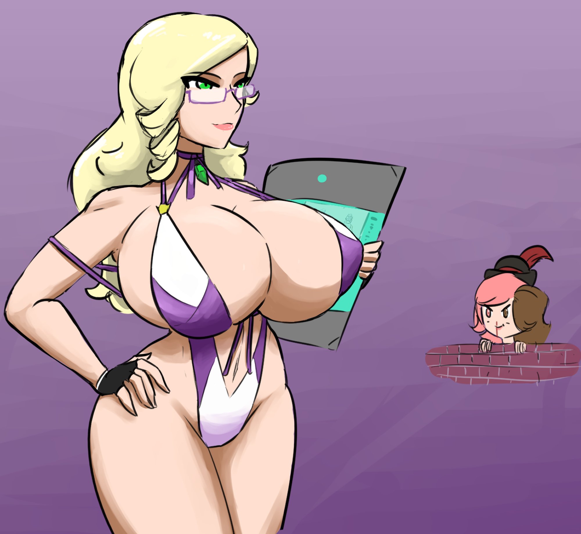 1female, 1girls, adult, adult female, almost naked, almost nude, ass, barely clothed, barely contained, big ass, big breasts, bikini, bikini bottom, bikini top, blonde female, blonde hair, blonde hair female, blonde-haired female, breasts, breasts bigger than head, colored hair, dat ass, female, glasses, glynda goodwitch, green eyes, hat, hourglass figure, hourglass figured female, hype ass, hyper, hyper breasts, jakearmorsmith, jewelry, large breasts, long legs, milf, mommy, mommy milkers, neo (rwby), nosebleed, older female, reaction, reaction shot, rooster teeth, rwby, sketch, smiling, solo focus, swimsuit, swimwear, teacher, teasing, thick, thick ass, thick hips, thick thighs, viz media