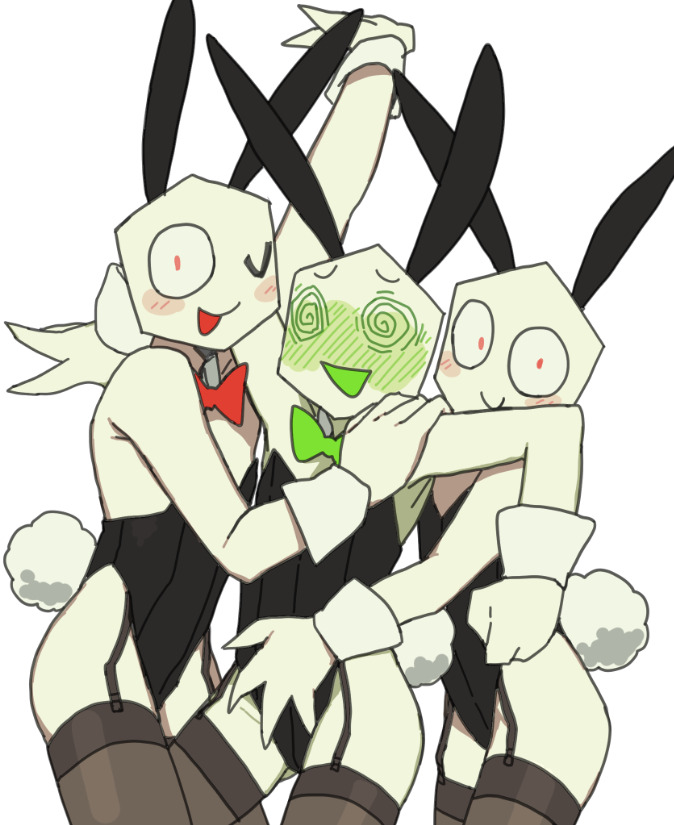 battat (deltarune), blush, bowtie, bunny ears, bunnysuit, deltarune, fibberdribbler, legwear, male, male only, non-human, non-human only, pippins (deltarune), sketch, stockings
