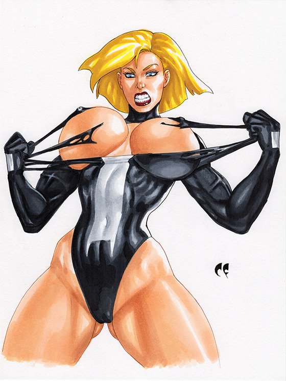 1girls, action pose, alien, alternate breast size, ass visible through thighs, athletic, bare legs, biceps, big breasts, bimbo, blonde hair, blue eyes, bodysuit, breasts, cameltoe, chris foulkes, cleavage, cleavage cutout, clenched teeth, crossover, dc, dc comics, erect nipples, female, female only, huge breasts, human, kara zor-l, karen starr, large breasts, light skin, light-skinned female, lipstick, marvel, marvel comics, muscular, muscular arms, muscular female, nipple bulge, nipples, power girl, pussy, ribs, short hair, sketch, solo, spider-man (series), straight hair, struggling, superman (series), symbiote, teeth, thick lips, thick thighs, thigh gap, venom (marvel), watermark, wide hips