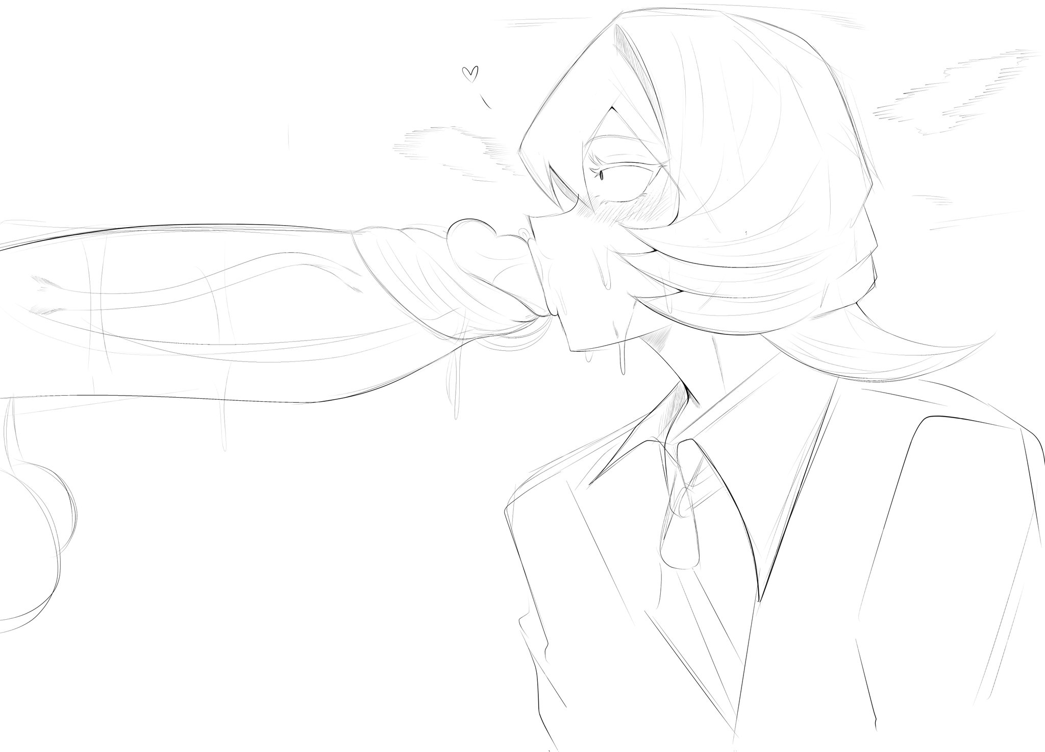2boys, balls, big penis, blowjob, fellatio, femboy, feminine male, girly, heart, komi-san wa komyushou desu, kungkimori, male, osana najimi, penis, side view, sketch, uncolored, viewed from side, yaoi
