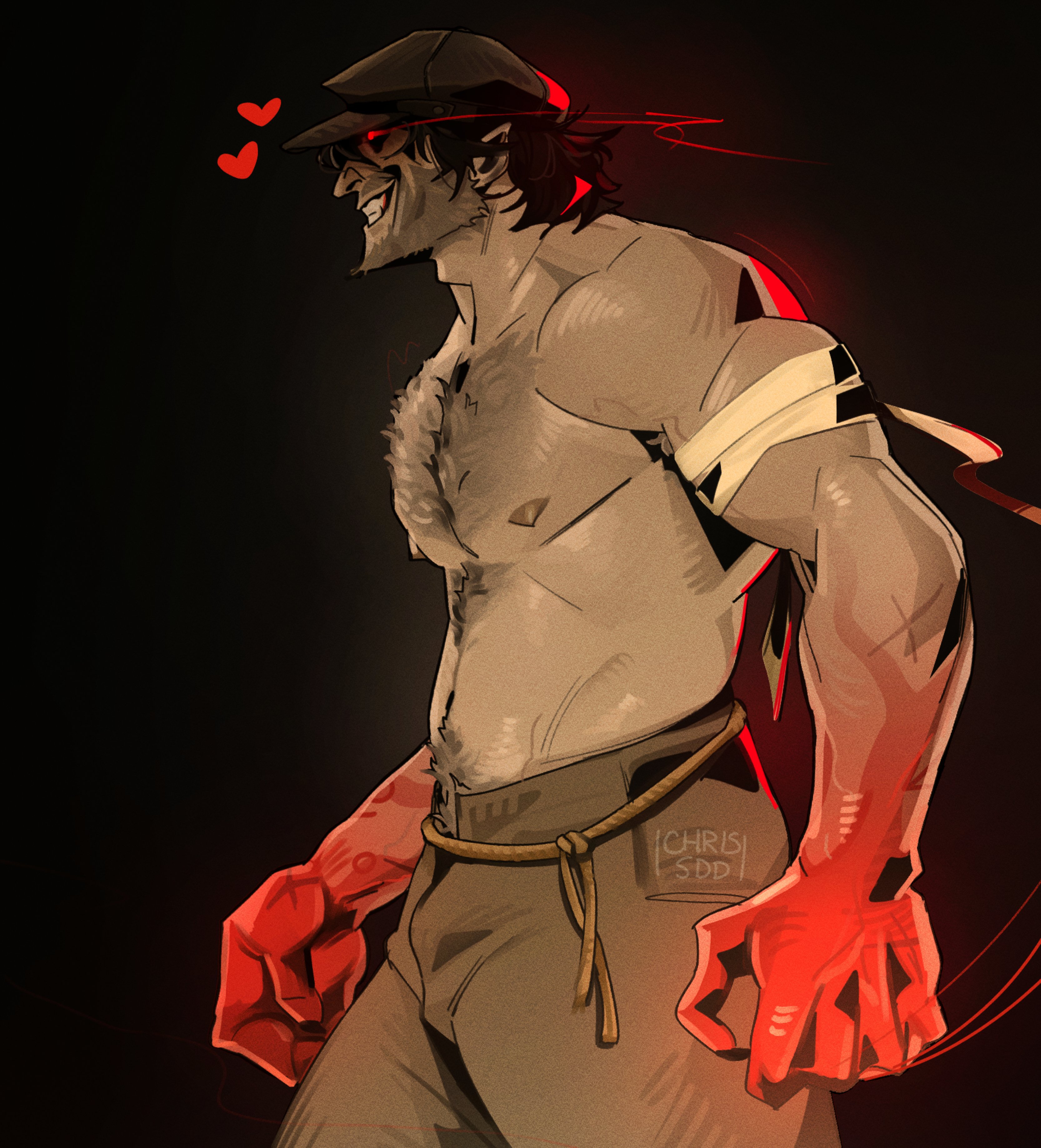 abs, bara, beard stubble, biceps, chris sdd, clothing, daddy, deadlock, dilf, drifter (deadlock), hairy chest, male, male nipples, male only, male pubic hair, manly, mature male, muscular, muscular male, nipples, pecs, vampire, yaoi