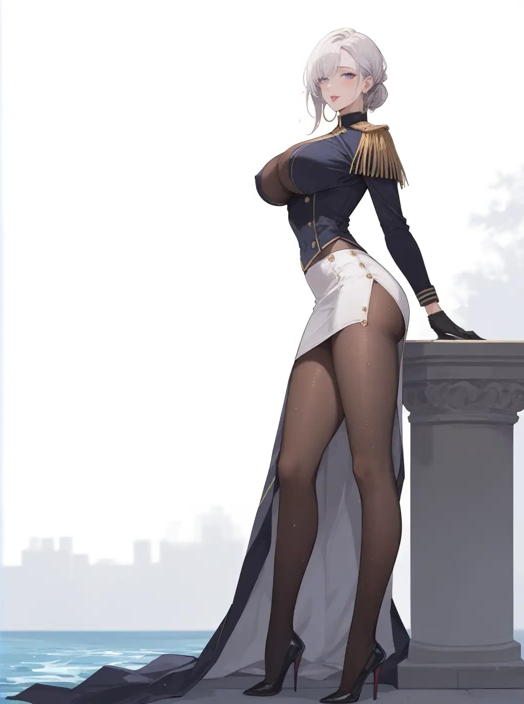 ai_generated bewitching_thighs big_breasts full_body high_heels original_character shu uniform