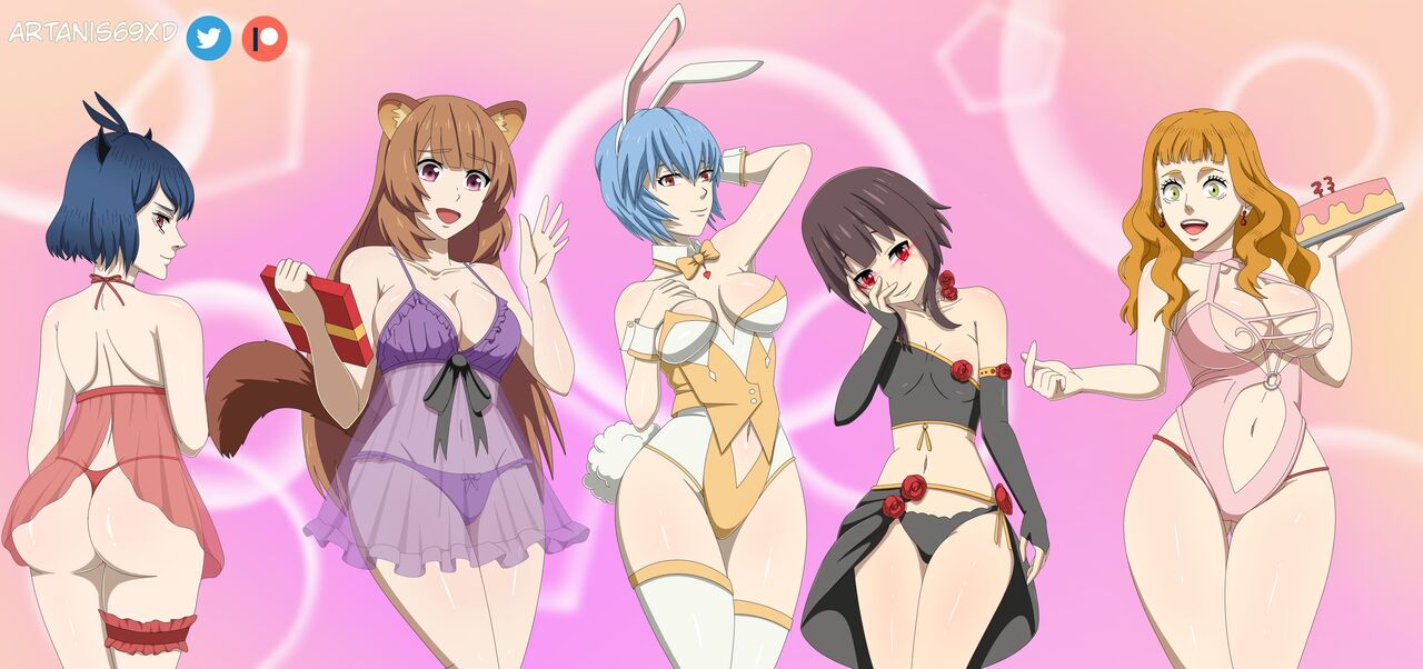 1girls 5girls animal_ears artanis69 ayanami_rei babydoll big_boobs big_breasts big_tits bikini black_clover black_hair black_hair_female blue_hair blue_hair_female boobs breasts brown_hair cake crossover green_eyes highres horns hourglass_figure huge_boobs huge_breast huge_tits kono_subarashii_sekai_ni_shukufuku_wo! large_boobs large_breasts large_tits leotard long_hair massive_boobs massive_breasts massive_tits medium_breasts megumin mimosa_vermillion multiple_girls navel neon_genesis_evangelion open_mouth orange_hair playboy_bunny purple_bikini purple_eyes rabbit_ears rabbit_tail raccoon_ears raccoon_girl raccoon_tail raphtalia red_bikini red_eyes rei_ayanami secre_swallowtail short_hair smile strapless strapless_leotard swimsuit tagme tail take_your_pick tate_no_yuusha_no_nariagari thick_thighs thighs tits