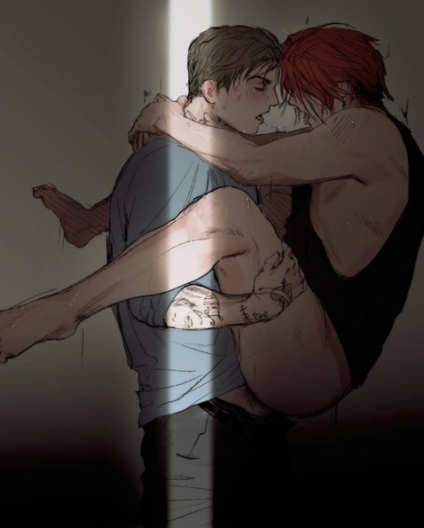 brown hair, carrying partner, danger days, frank iero, frerard, gerard way, higher resolution at source, my chemical romance, open mouth, party poison, red hair, saliva trail, sex, tongue