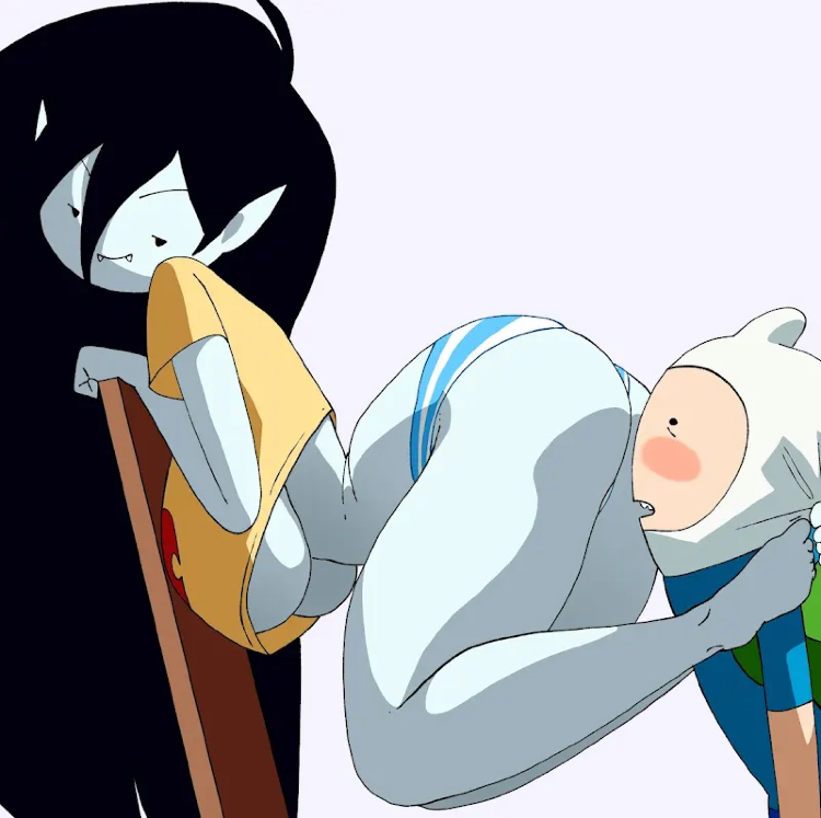 adventure_time ass_focus blush feet_on_face finn_the_human marceline underboob