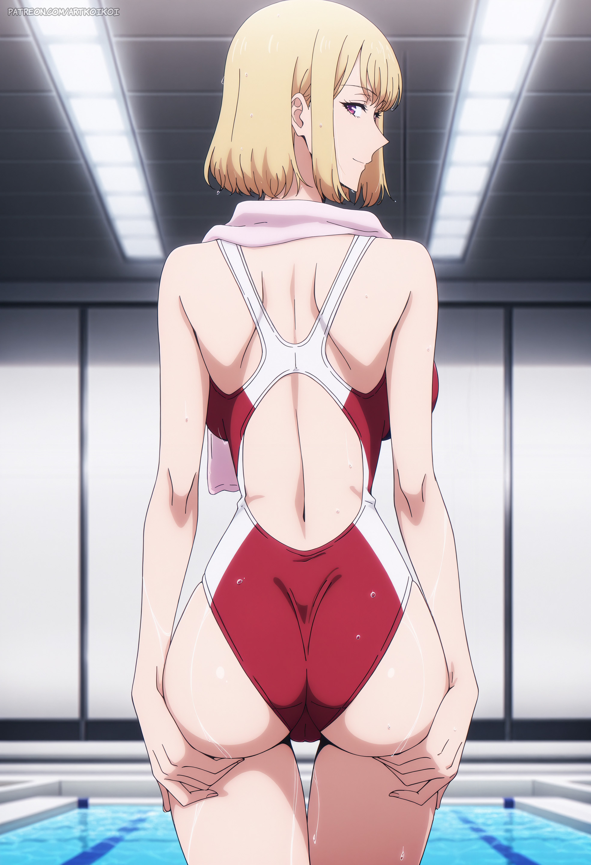 1girls, ai assisted, ai generated, artkoikoi, ass, ass focus, cha hae in, commentary request, english commentary, female, female only, hi res, highres, koikoi, light skin, light-skinned female, mixed-language commentary, solo, solo female, solo focus, solo leveling, swimsuit, swimwear, very high resolution