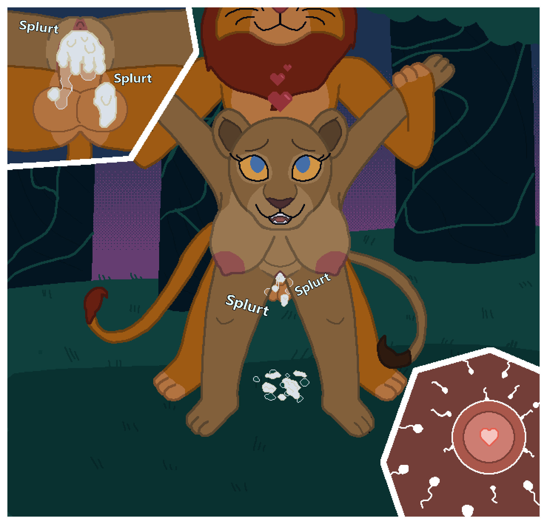 anthro areola balls bodily_fluids breasts canon_couple cum cum_in_pussy cum_inside detailed_background digital_media_(artwork) disney dougblaze duo ejeculation felid female female_penetrated fur genital_fluids genitals heart_symbol hi_res impregnation lion male male/female male_penetrating mammal nala nala_(the_lion_king) nipples nude onomatopoeia open_mouth orgasm ovum pantherine penetration penile penis pussy sex simba simba_(the_lion_king) smile sound_effects sperm_cell tail text the_lion_king vaginal_fluids vaginal_penetration