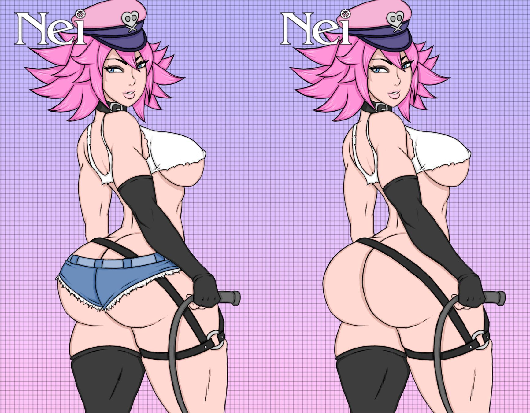 1girls, ass, ass cleavage, ass crack, big ass, big breasts, big butt, booty shorts, breasts, busty, butt crack, capcom, daisy dukes, denim, denim shorts, female, female focus, female only, final fight, jean shorts, nei (artist), pink hair, poison (final fight), short shorts, shorts, solo, street fighter, street fighter v, tagme, underboob