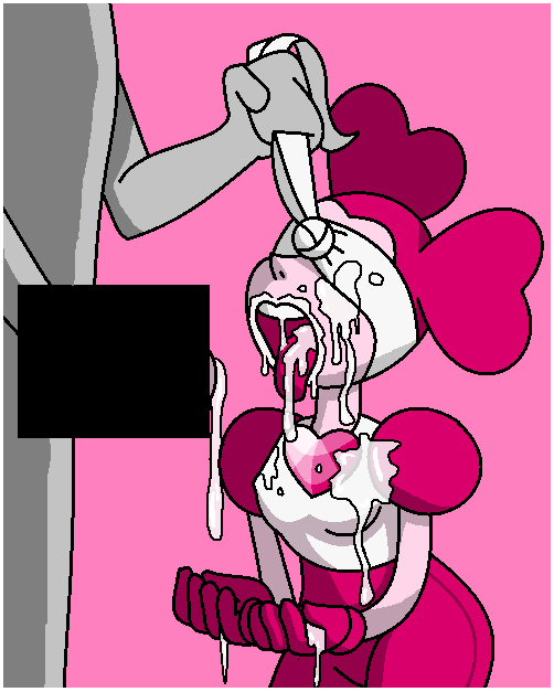 alien blindfold bodily_fluids cartoon_network censored clothed clothing cum cum_on_gem cumshot ejaculation female gem(species) genital_fluids gloves hair handwear humanoid open_mouth orgasm pink_hair pink_skin reset_spinel_(steven_universe) spinel_(steven_universe) steven_universe