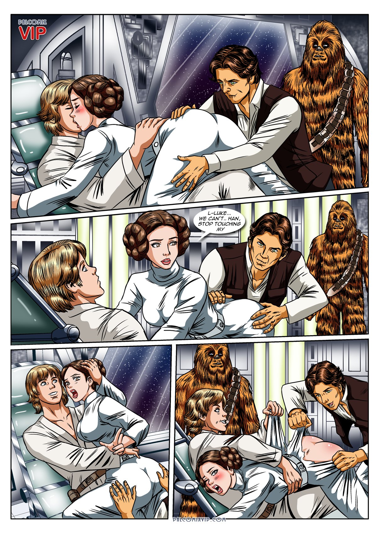 ass, ass grab, brother, brother and sister, chewbacca, comic, dubious consent, female, groping ass, han solo, imminent rape, imminent sex, incest, kiss, kissing, luke skywalker, palcomix, palcomix vip, princess leia organa, ripped clothes, ripped clothing, ripping clothing, sister, star wars, torn clothes, torn clothing, watching, wookiee